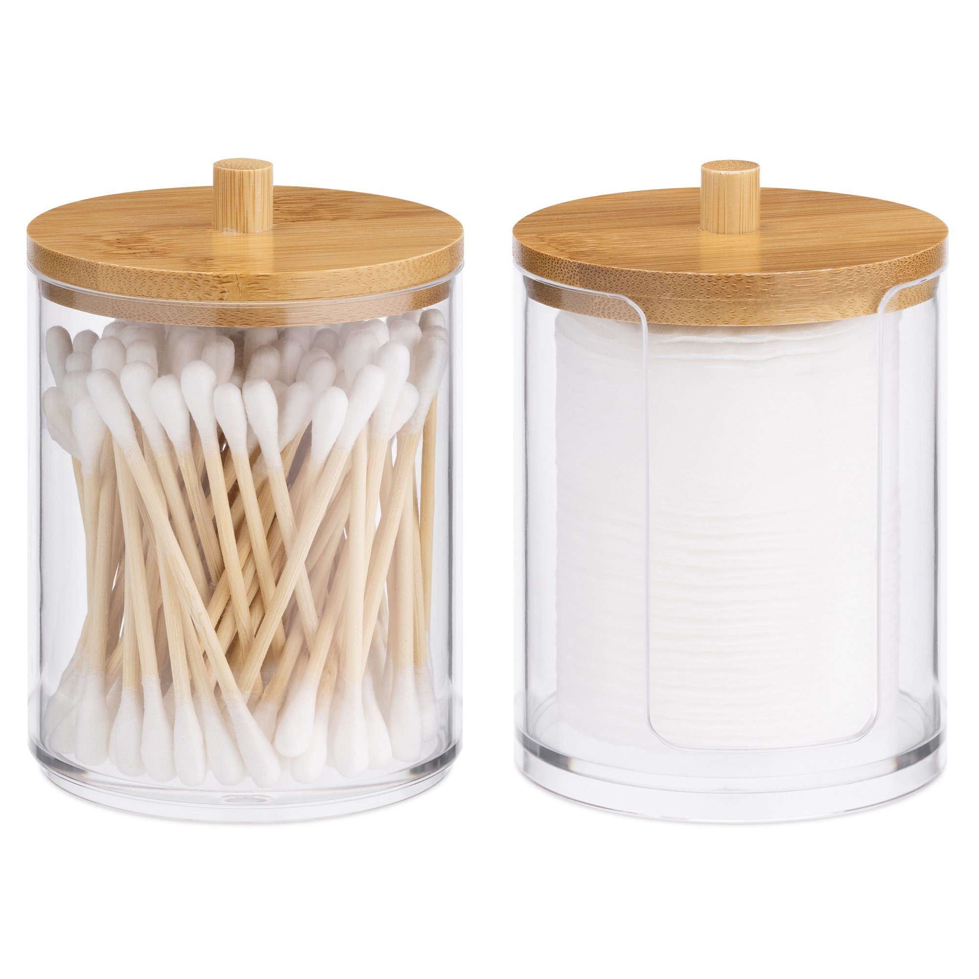 Wattestäbchenspender 2x Aufbewahrung für Wattestäbchen stapelbar - Badezimmer Organizer