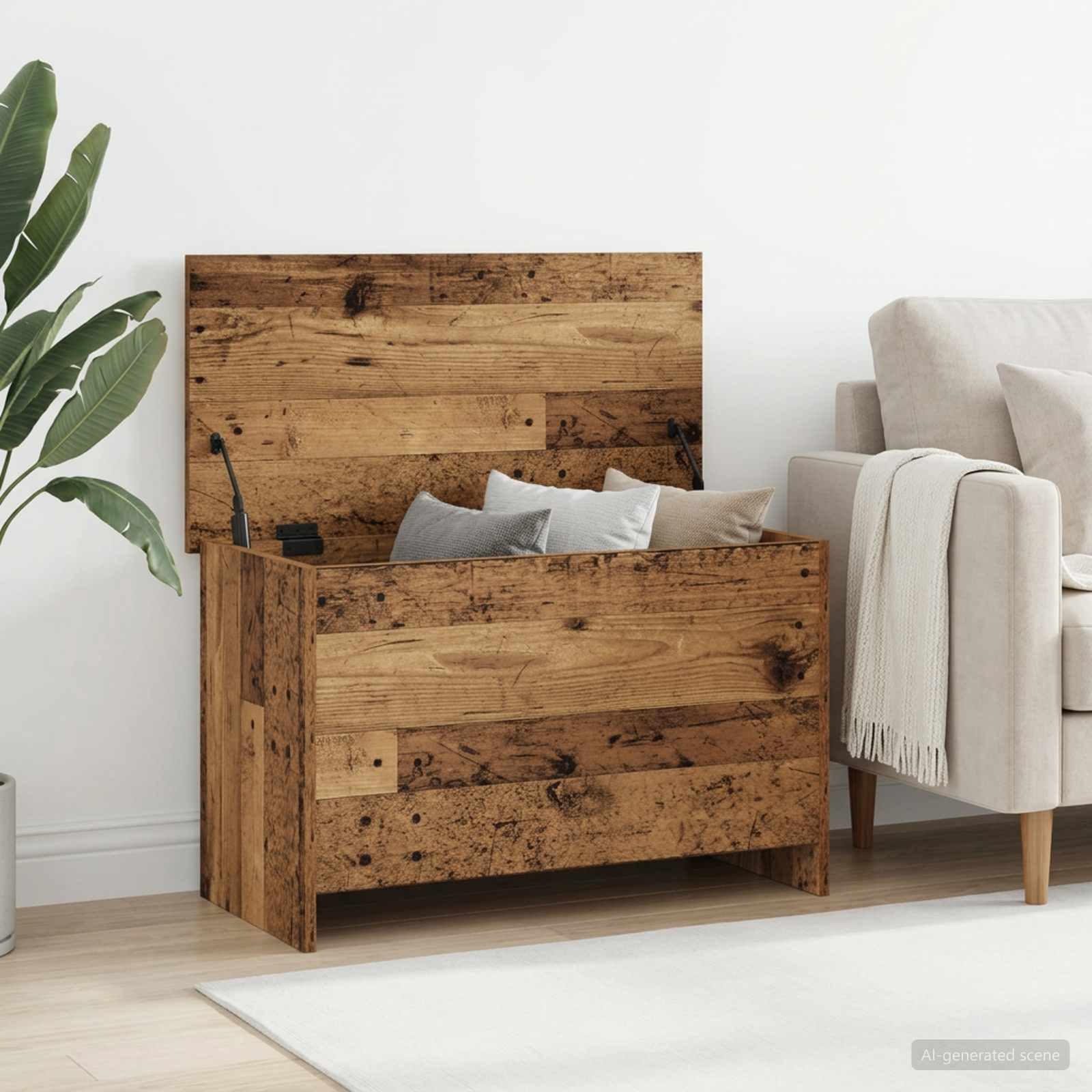 vidaXL Aufbewahrungsbox Aufbewahrungstruhe Altholz 80 x 40 x 50 cm Holzwerkstoff (1 St)