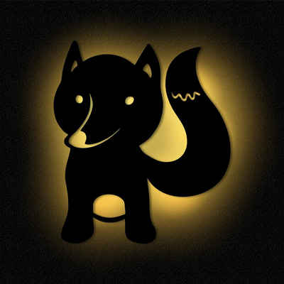 Namofactur LED Nachtlicht Fuchs Nachtlicht Kinder Wandlampe Kinderzimmer I MDF Holz, LED fest integriert, Warmweiß