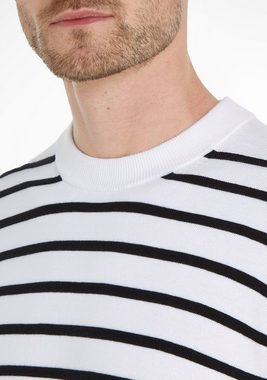 Calvin Klein Streifenpullover mit Rippstrick-Details