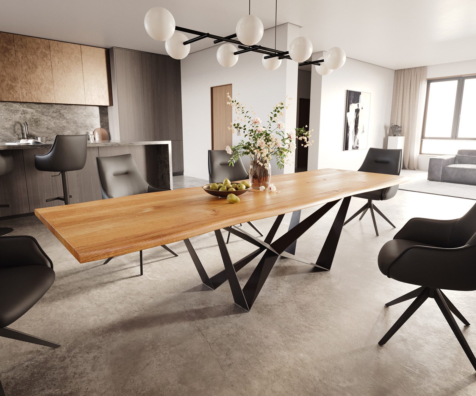 DELIFE Esstisch Edge, Eiche Natur 300x100x4 günstig online kaufen