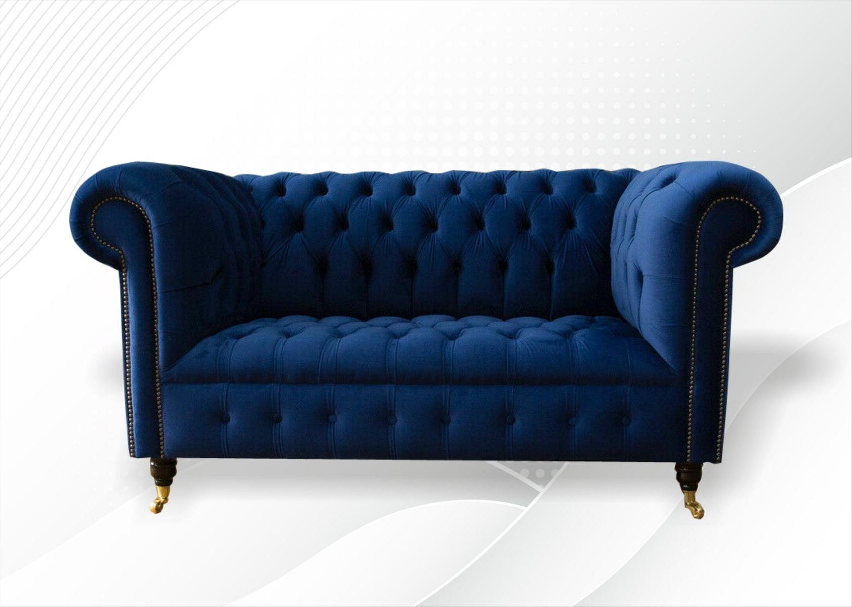JVmoebel Chesterfield-Sofa, Klassische Textil Couch - Samt Chesterfield Stoff Sofa 2 Sitzer Neu