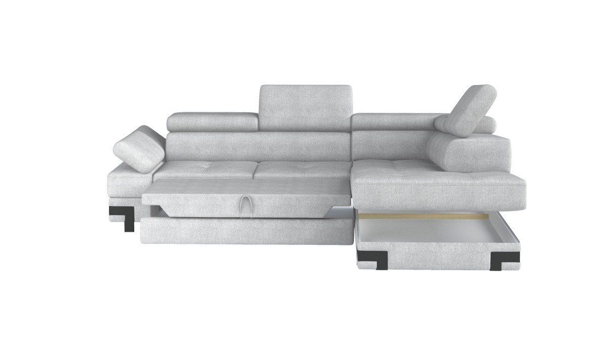 Bettfunktion, grau, Echtleder, Chemnitz mit L Dreams Sofa mit Ecksofa Form, Bettkasten