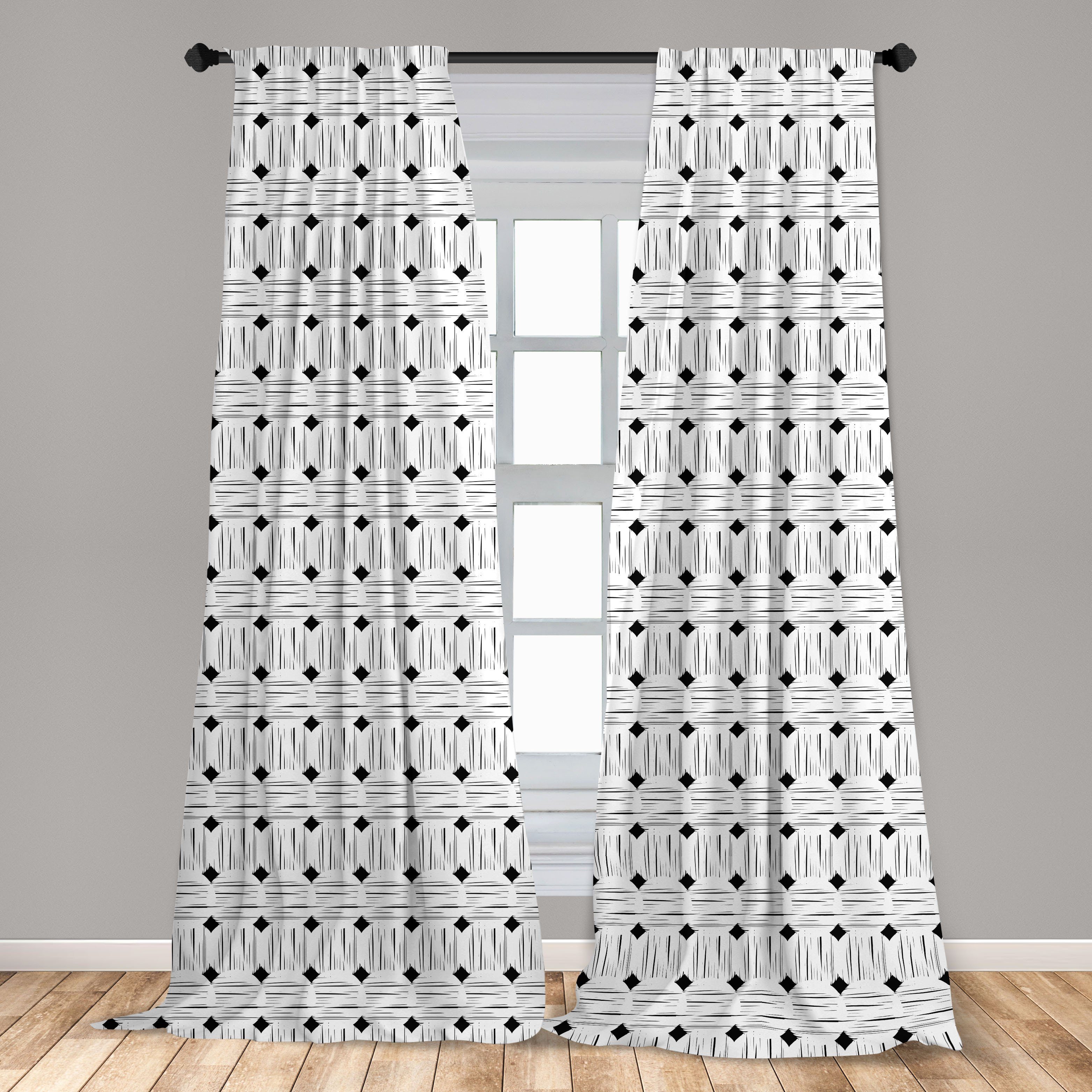 Abstrakt Symmetrie Gardine Dekor, Schlafzimmer für Vorhang Microfaser, Abakuhaus, Wohnzimmer Grunge geometrische