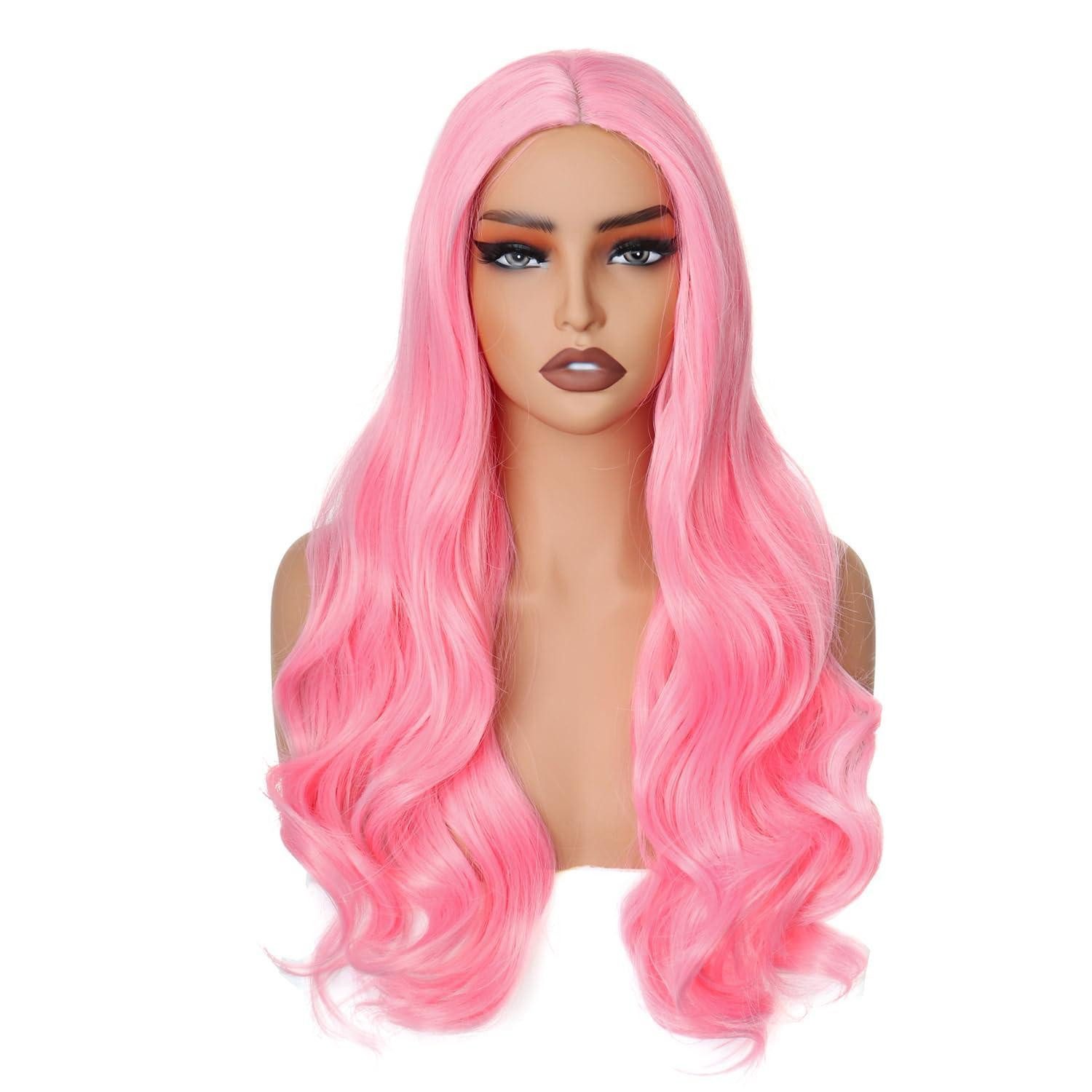 LuxusKollektion Kostüm-Perücke Perücke lange gewellt synthetisch Haar Damen Cosplay 65cm Rosa