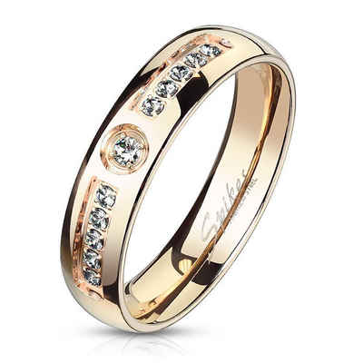 BUNGSA Fingerring »Ring mit 11 Kristallen rosegold aus Edelstahl« (Ring, 1-tlg., inkl. Schmuckbeutel aus Organza), Frauen Mädchen