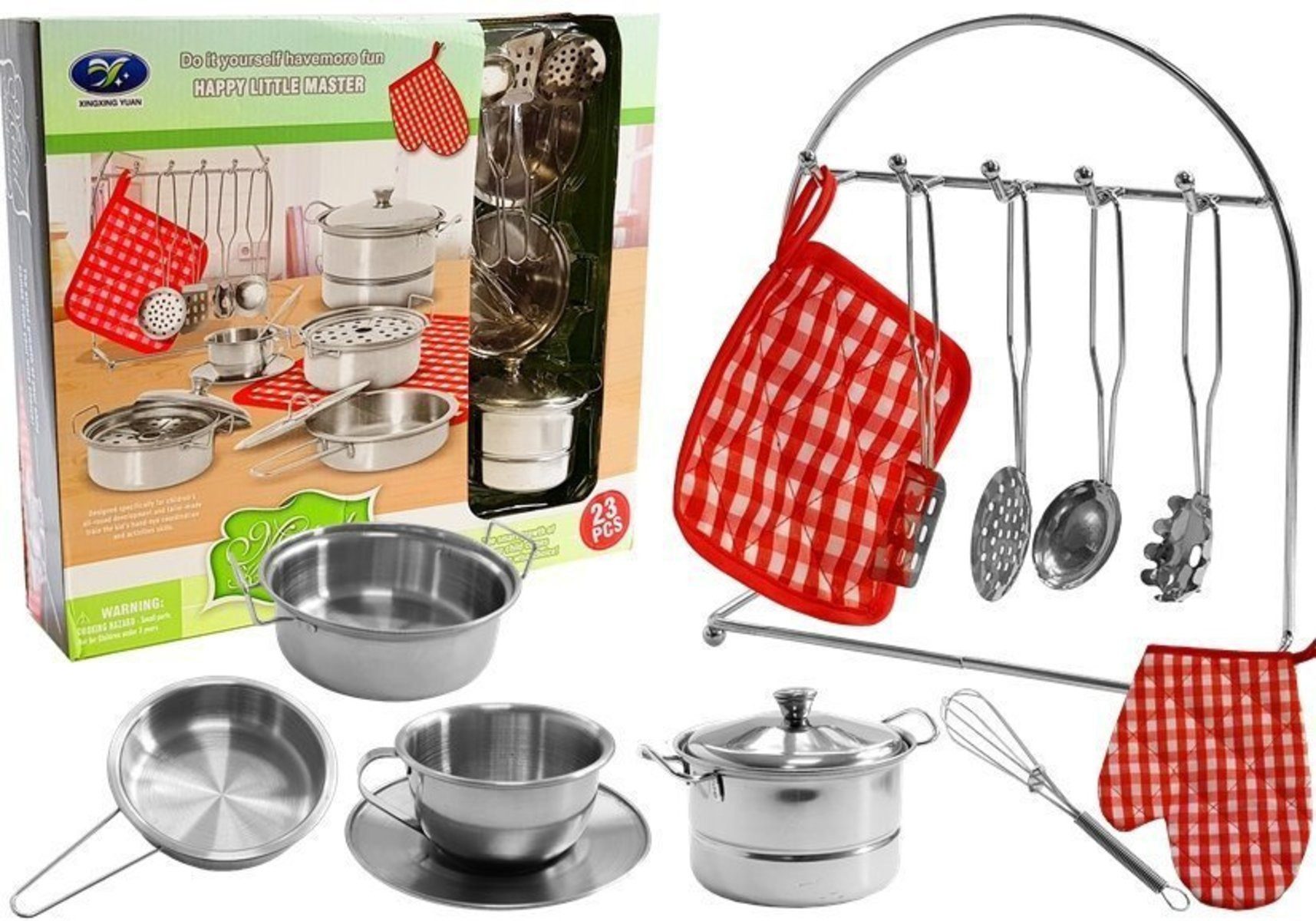 Wisam Kinder-Küchenset Set Edelstahltöpfe für Kinder 23 Elemente