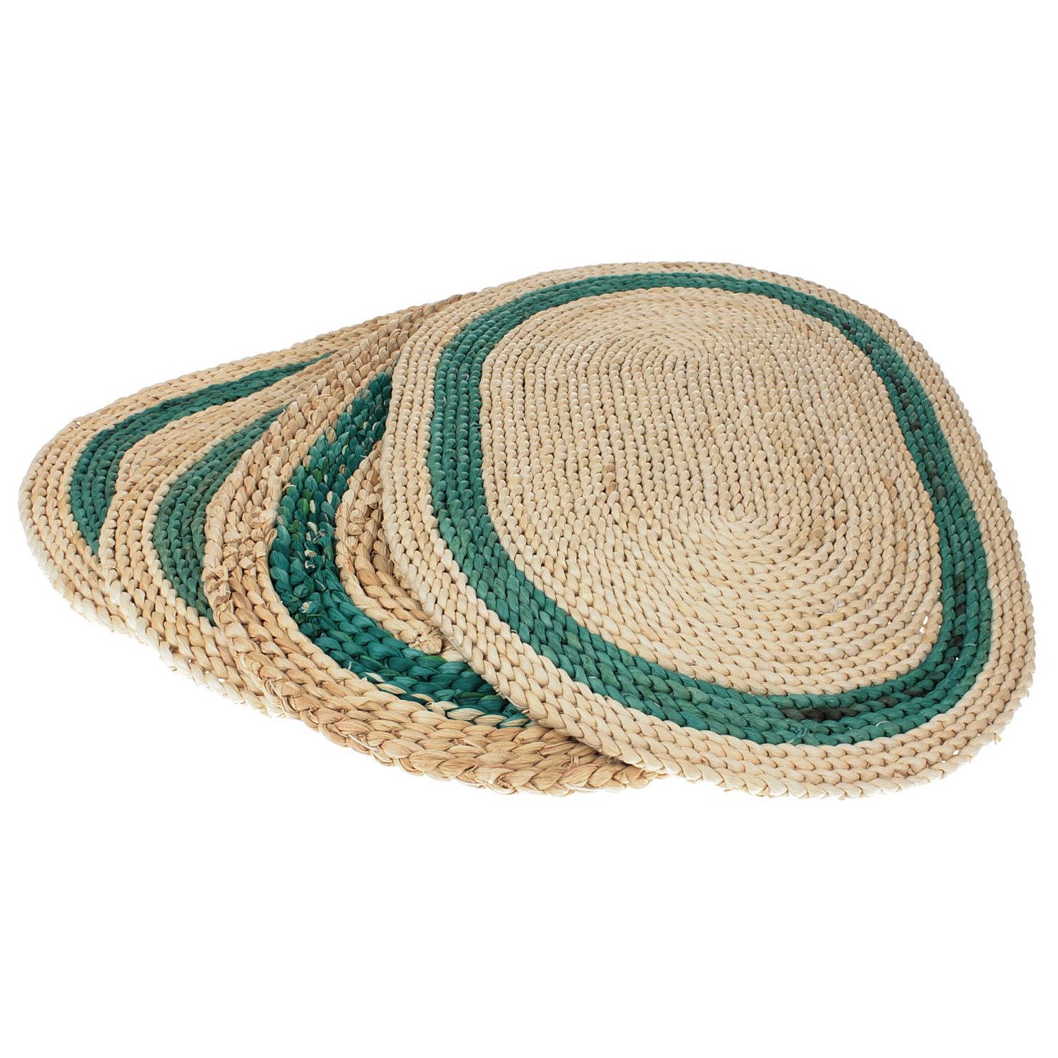 Macosa Home Platzset 4 Stk. Maisstroh oval Natur Grün Platzmatten Strohmatte modern, (Dekomatte, Platzdeckchen Tischmatte), boho Tischset Tischuntersetzer Tellerunterlage