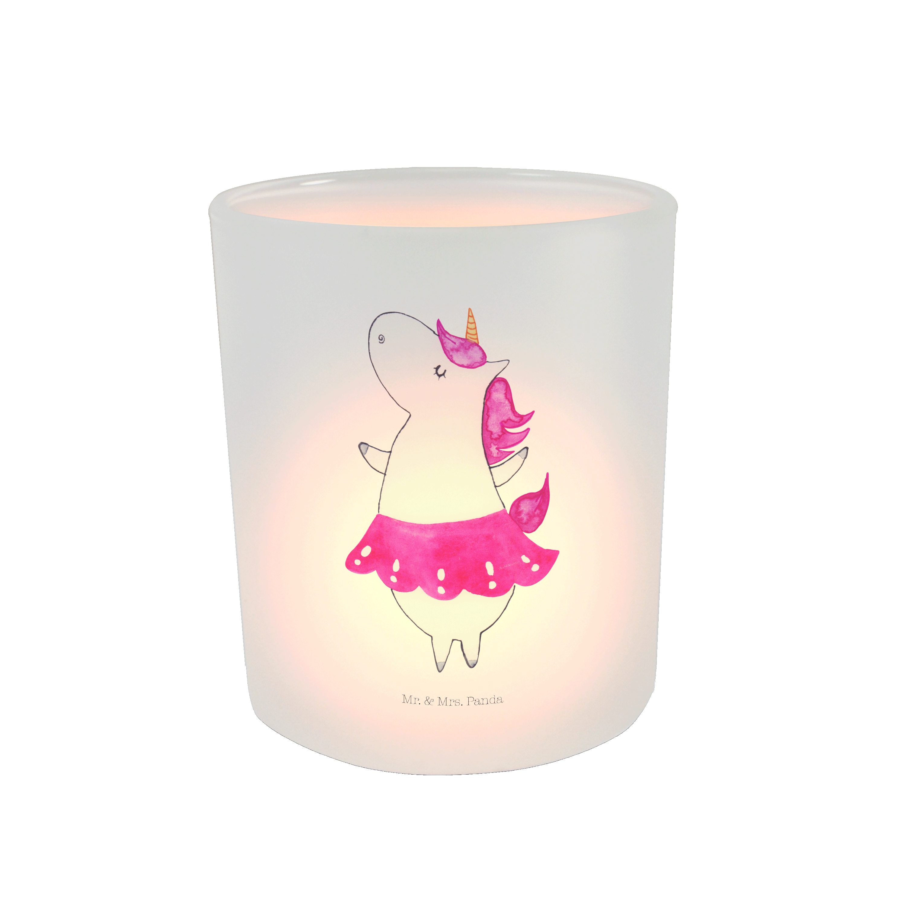 Mr. & Mrs. Panda Windlicht Einhorn Ballerina - Transparent - Geschenk, Teelichtglas, Windlicht K (1 St)