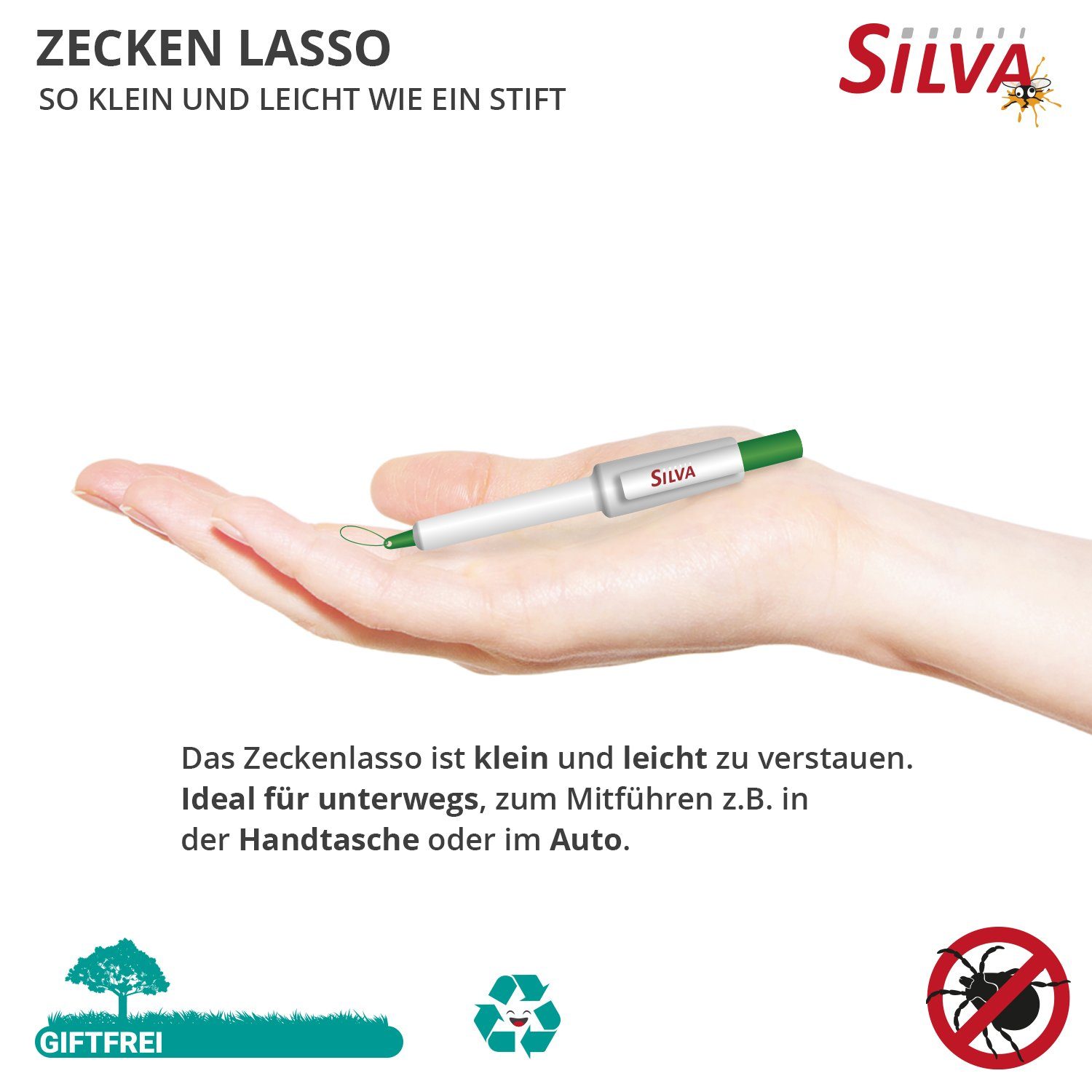 Silva Haus & Garten Zeckenpinzette Silva Zeckenlasso, Packung, 1-tlg., Zeckenlasso, Silva Zeckenlasso, zuverlässig, sicher, einfach & hygienisch anwendbar