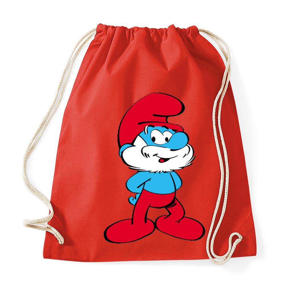 Blondie & Brownie Turnbeutel PapaSchlumpf Turnbeutel Print Kultfigur Comic Retro Tasche (Einzelartikel, Einzelartikel), PapaSchlumpf Kultfigur Turnbeutel Retro
