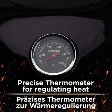 ROSMARINO Holzkohlegrill Holzkohlegrill mit Deckel mit Thermometer, Einstellbare Belüftung