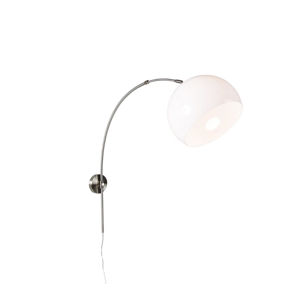Qazqa Wandleuchte Bow, ohne Leuchtmittel, E27, Weiß, Modern, Stahl, 1-flammig