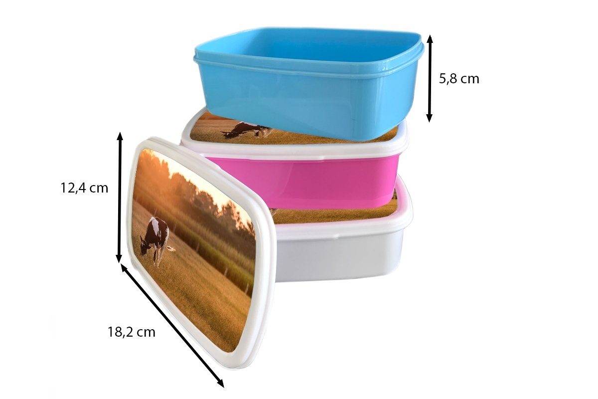 Snackbox, MuchoWow für - Kunststoff Kunststoff, Erwachsene, - Brotdose rosa Sonne Mädchen, Kuh Brotbox (2-tlg), Tiere, Kinder, Lunchbox