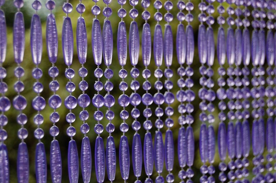Türvorhang CASA FREJUS 4 Perlenvorhang lila, La Tenda, Ösen, transparent,  90 x 210 cm, Perlen - Länge individuell kürzbar