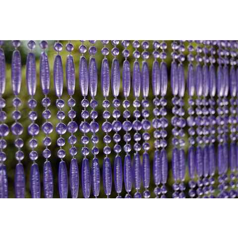 Türvorhang CASA FREJUS 4 Perlenvorhang lila, La Tenda, Ösen, transparent, 90 x 210 cm, Perlen - Länge individuell kürzbar