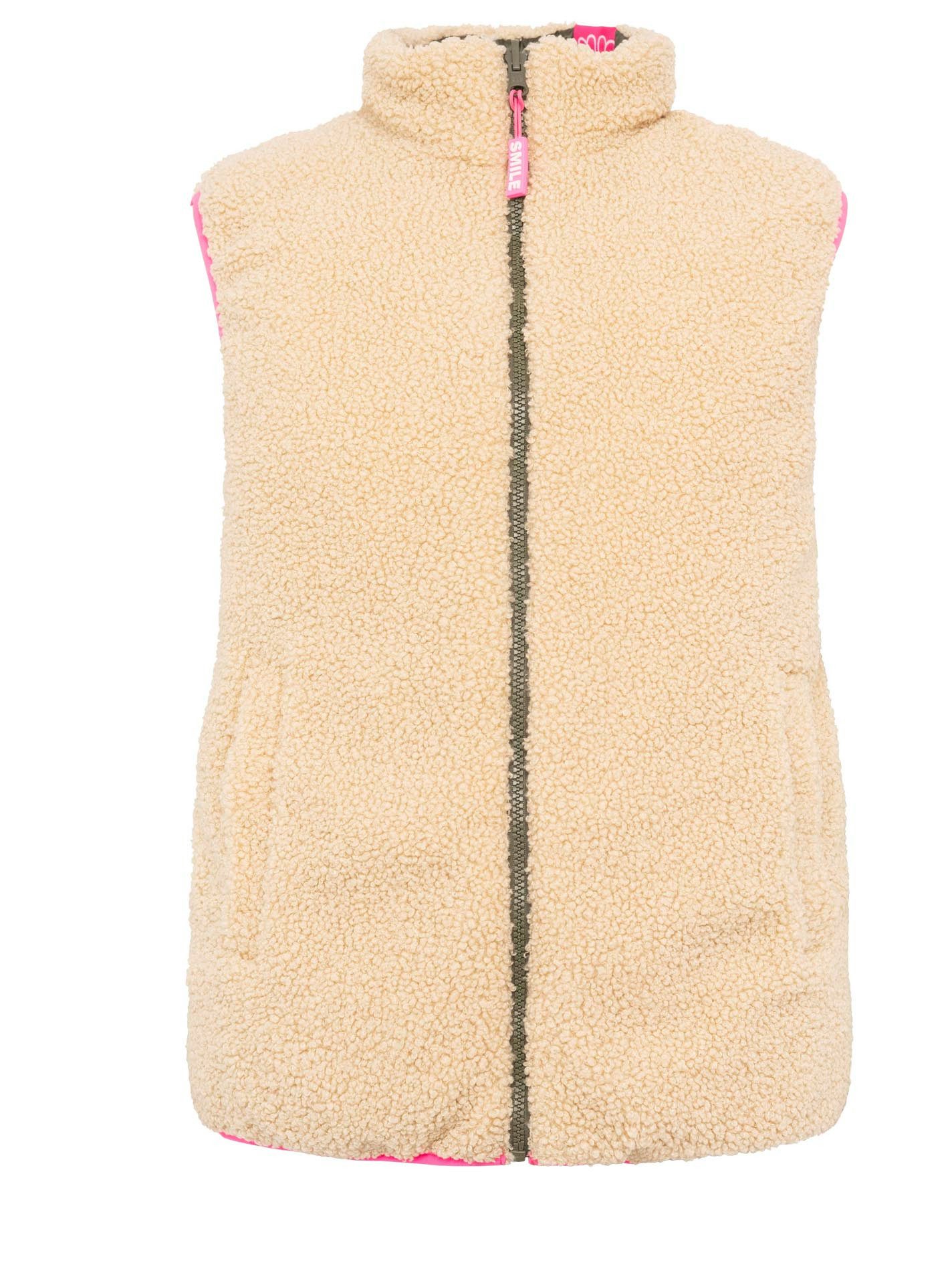 Zwillingsherz Wendeweste "Teddy Wendbar" Neon-Details, Reißverschluss, modisch, leicht glänzend, Teddyplüsch