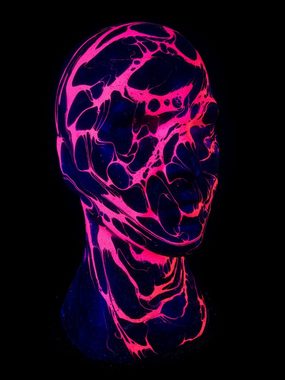 PSYWORK Dekofigur Schwarzlicht Deko Kopf "Glowhead" Schwarz-Pink, UV-aktiv, leuchtet unter Schwarzlicht