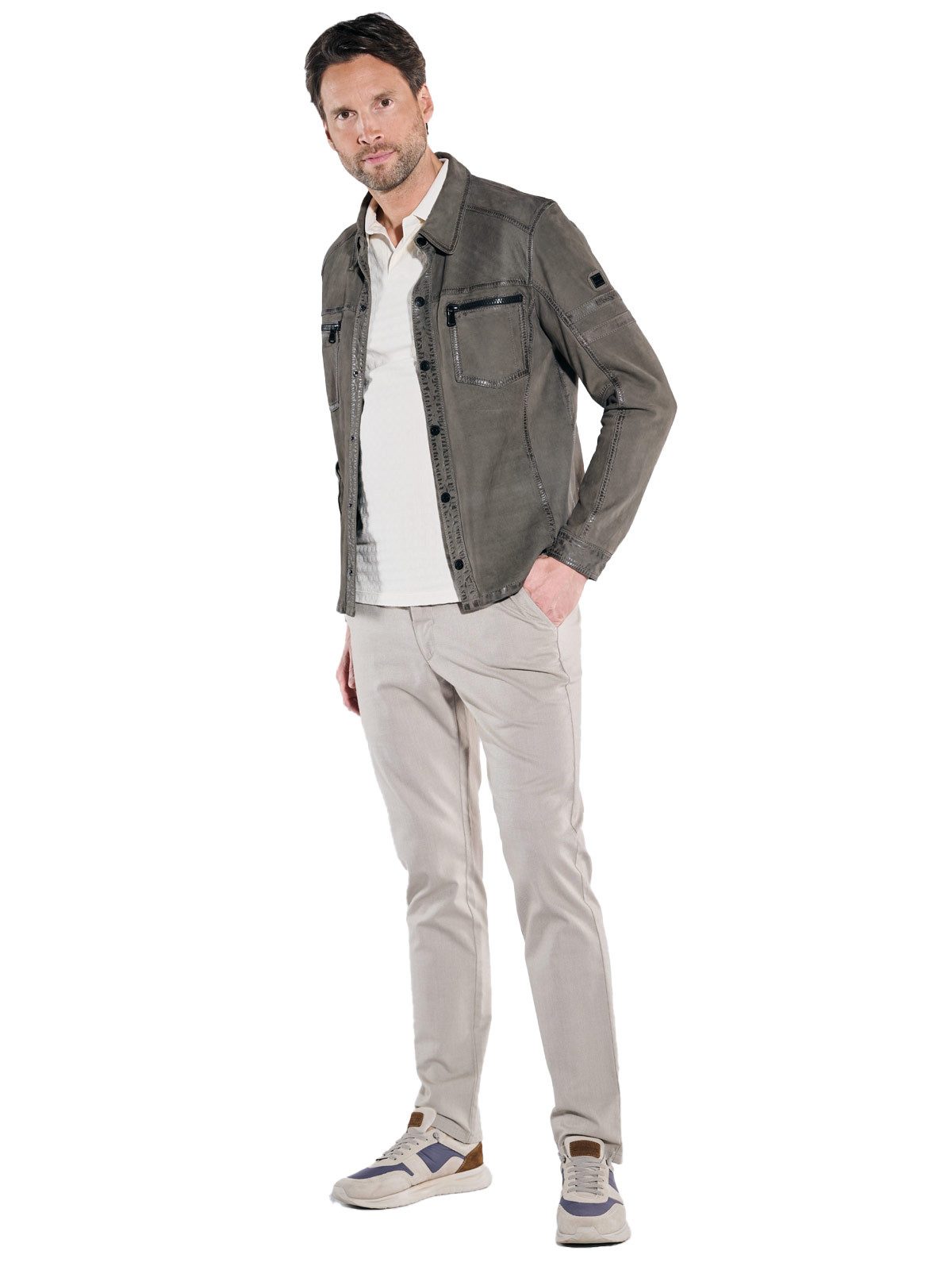 Engbers Lederjacke Herren Lederjacke regular, Grau
