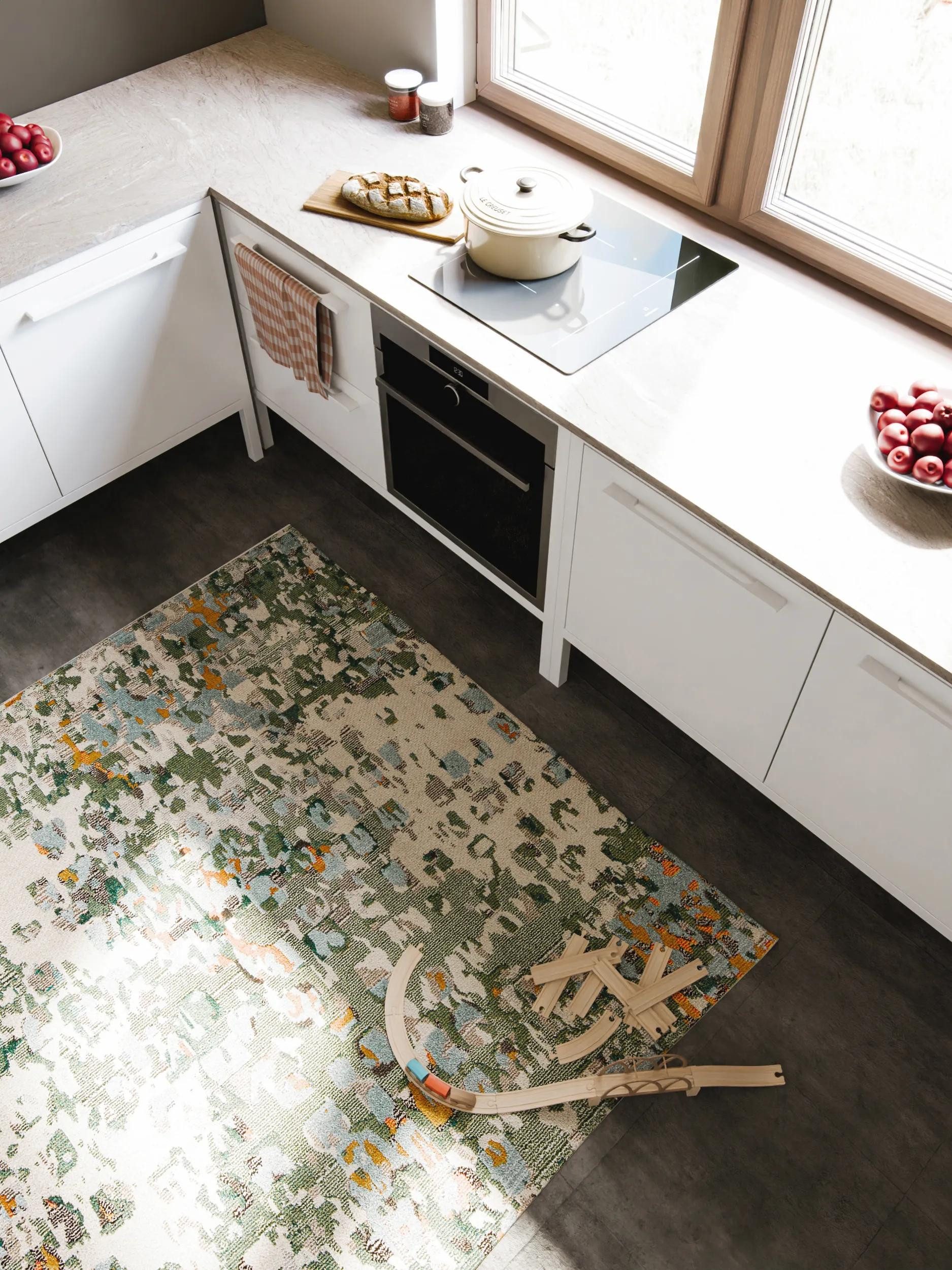 benuta Teppich Casa, quadratisch, Höhe: 11 mm, Teppich Wohnzimmer, Esszimmer, Schlafzimmer, Flur, Farbenfroh, Retro
