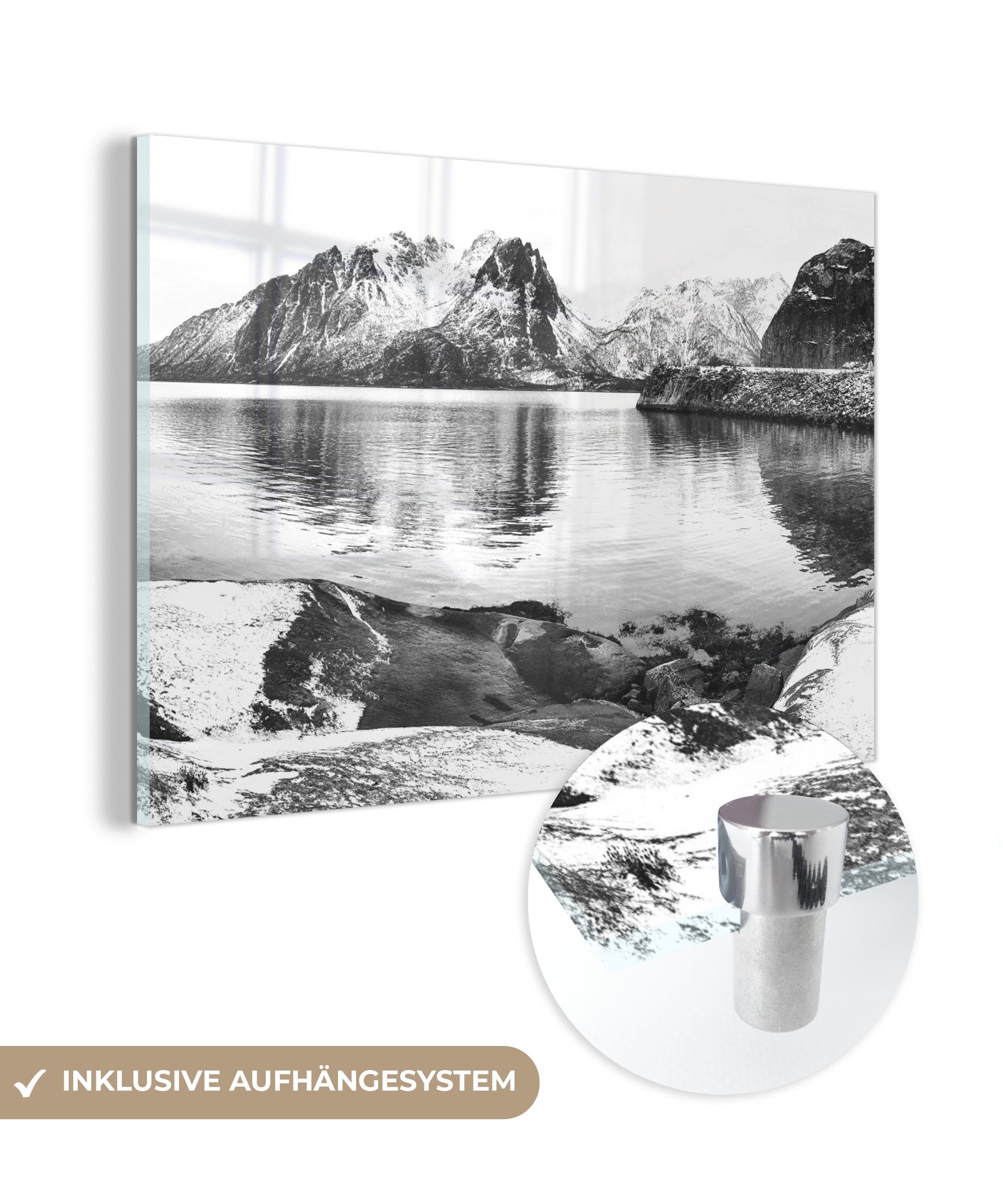 MuchoWow Acrylglasbild Winter - Schwarz - Weiß - Mehr, (1 St), Acrylglasbilder Wohnzimmer & Schlafzimmer | Bilder