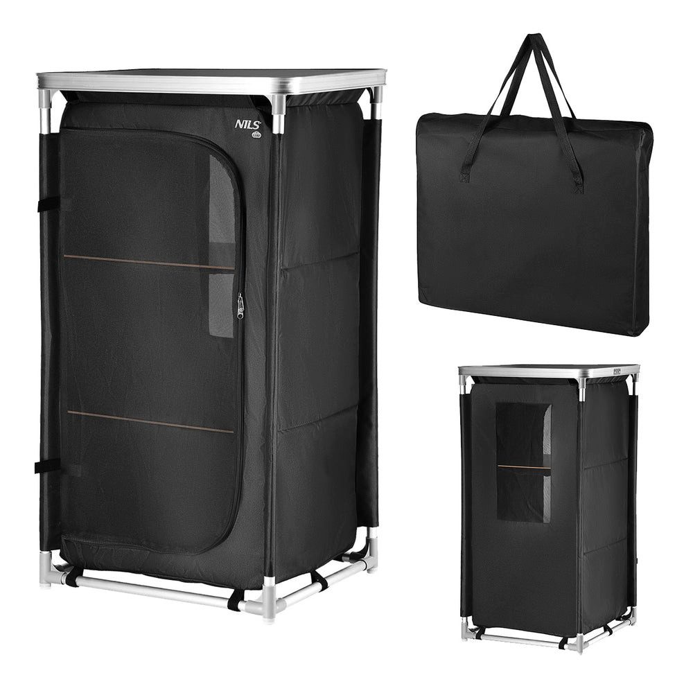 NILS CAMP Campingschrank Outdoor Reiseschrank (Spar-Set, 62 x 48 x 105 cm, 3 Fächer) praktischer und robuster Begleiter für Camping
