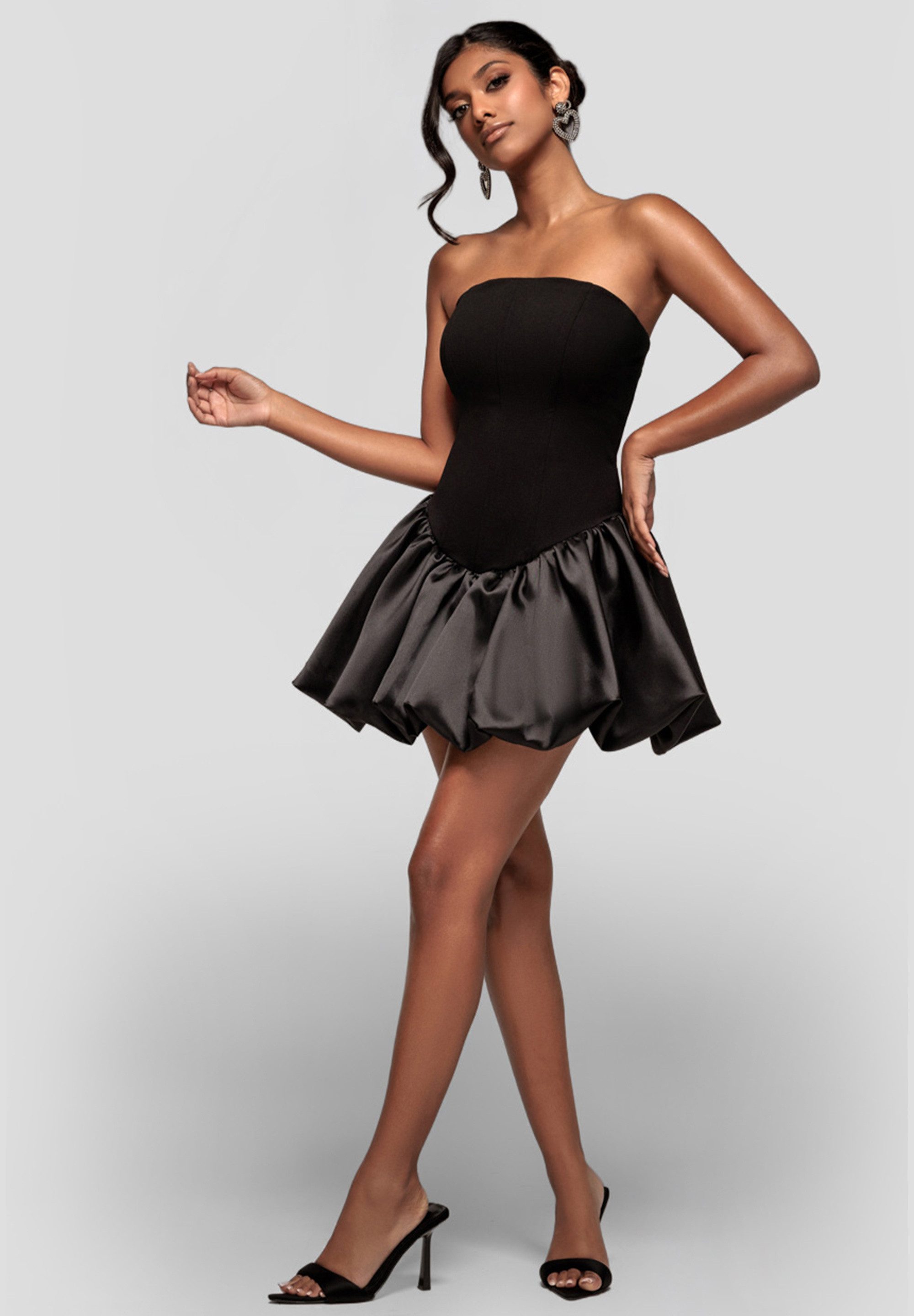 Goddiva Minikleid Corset Boobtube Babydoll Mini Dress Kurzes Kleid, Herz-Ausschnitt, Babydoll