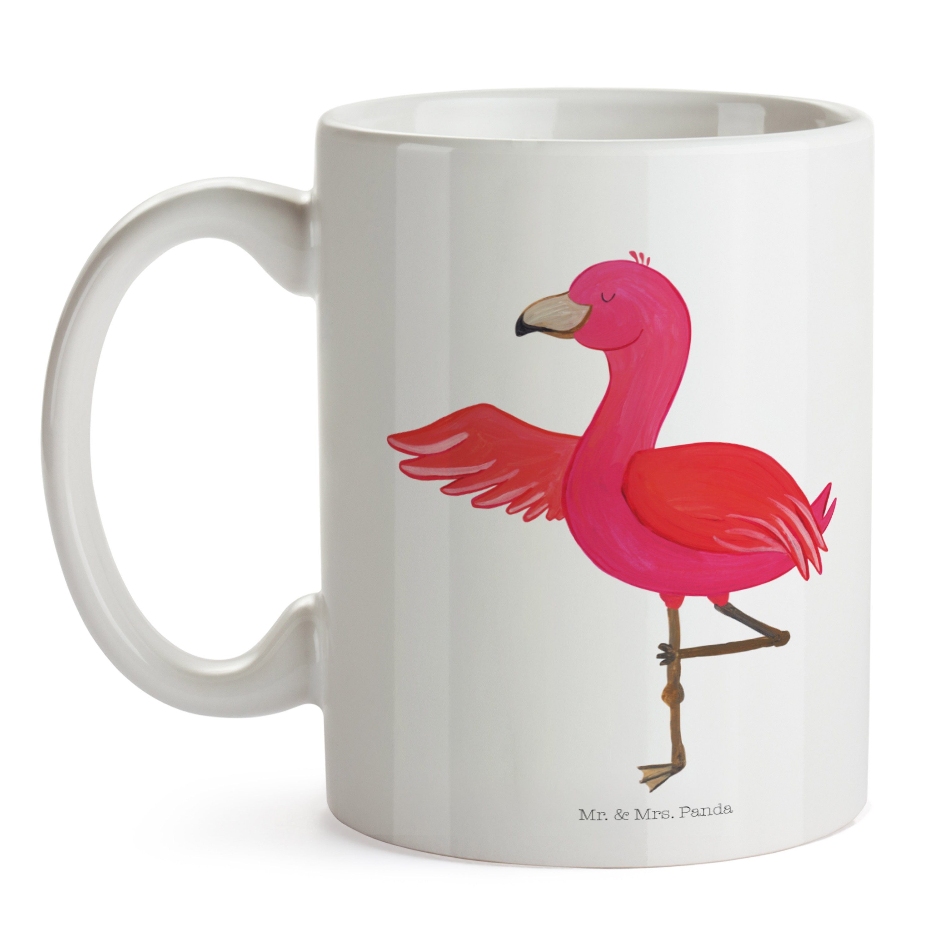 Mr. & - Yoga Keramik Flamingo Panda - Entspannung, Weiß Urlaub, Mrs. Tasse, Yoga Tee, Tasse Geschenk
