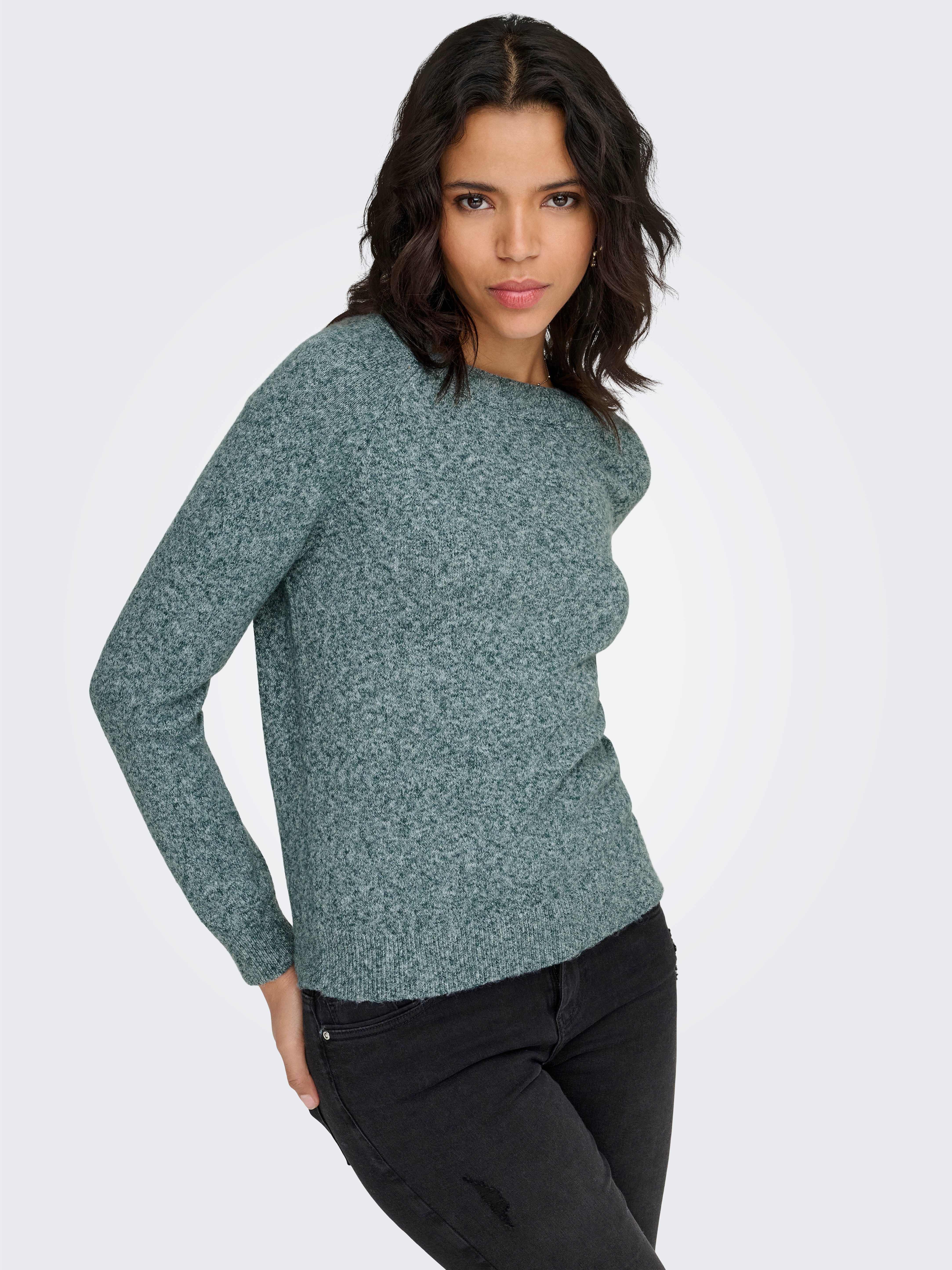 ONLY Rundhalspullover ONLRICA LIFE L/S PULLOVER KNT NOOS Materialmix, regular fit