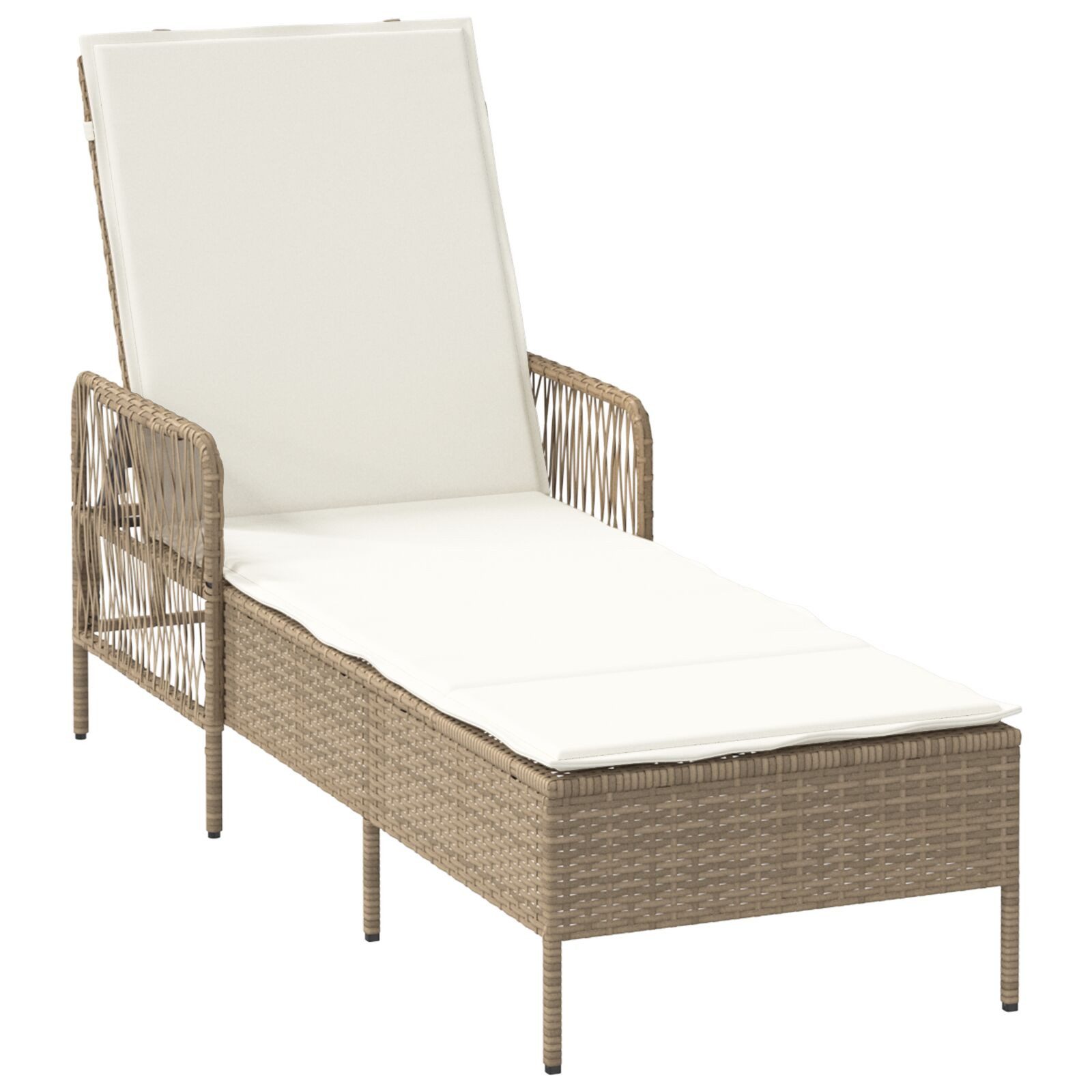 vidaXL Gartenliege 55 x 200 x 92 cm Sonnenliege Beige und cremeweiß PE Rattan 157x55x92 c
