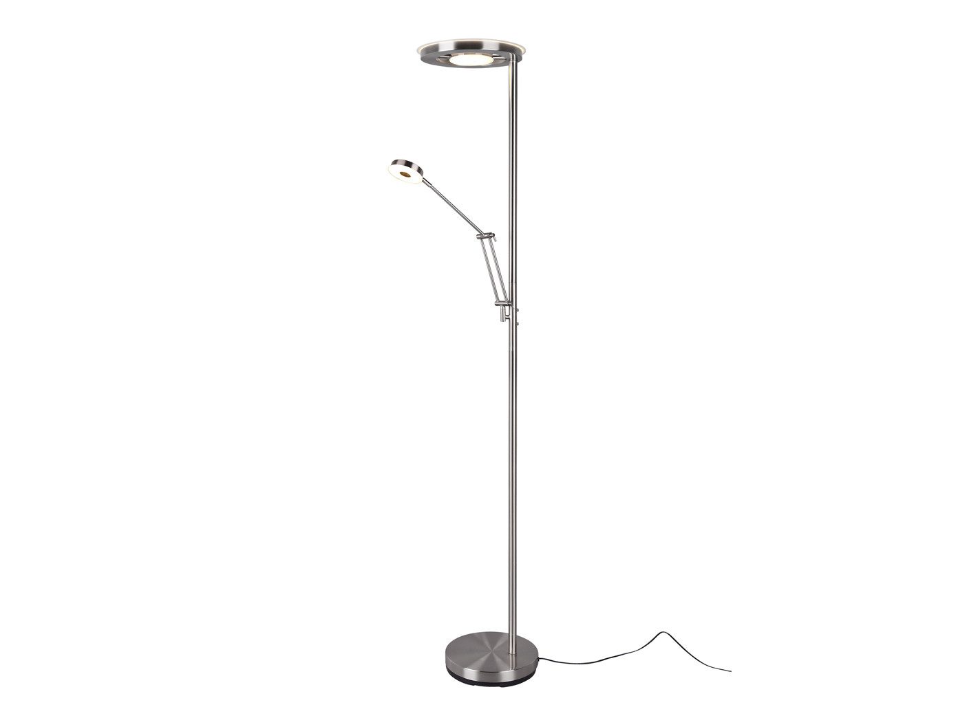 TRIO Leuchten LED Аплайтер, Dimmfunktion Memoryfunktion, LED fest integriert, Stufenlos dimmbar über Touchdimmer., Warmweiß, Neutralweiß, Große Steh-Lampe mit Lese-Lampe, beide schwenkbar, mit Metallfuß 181cm