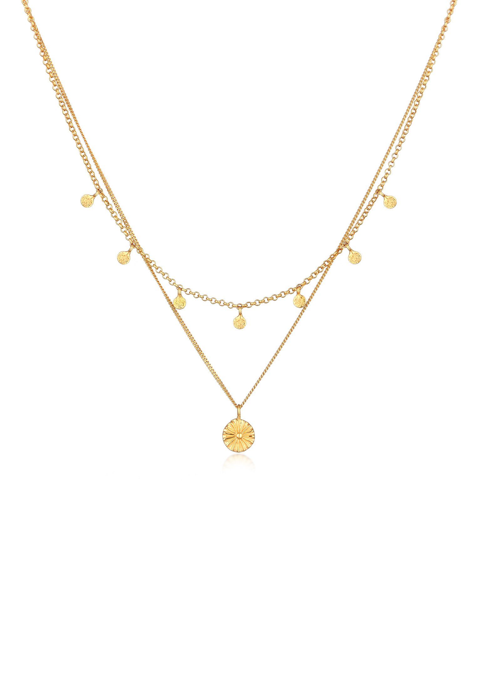 Elli Ketten-Set Layer Plättchen Disc Sonne 925 Silber, Plättchen günstig online kaufen