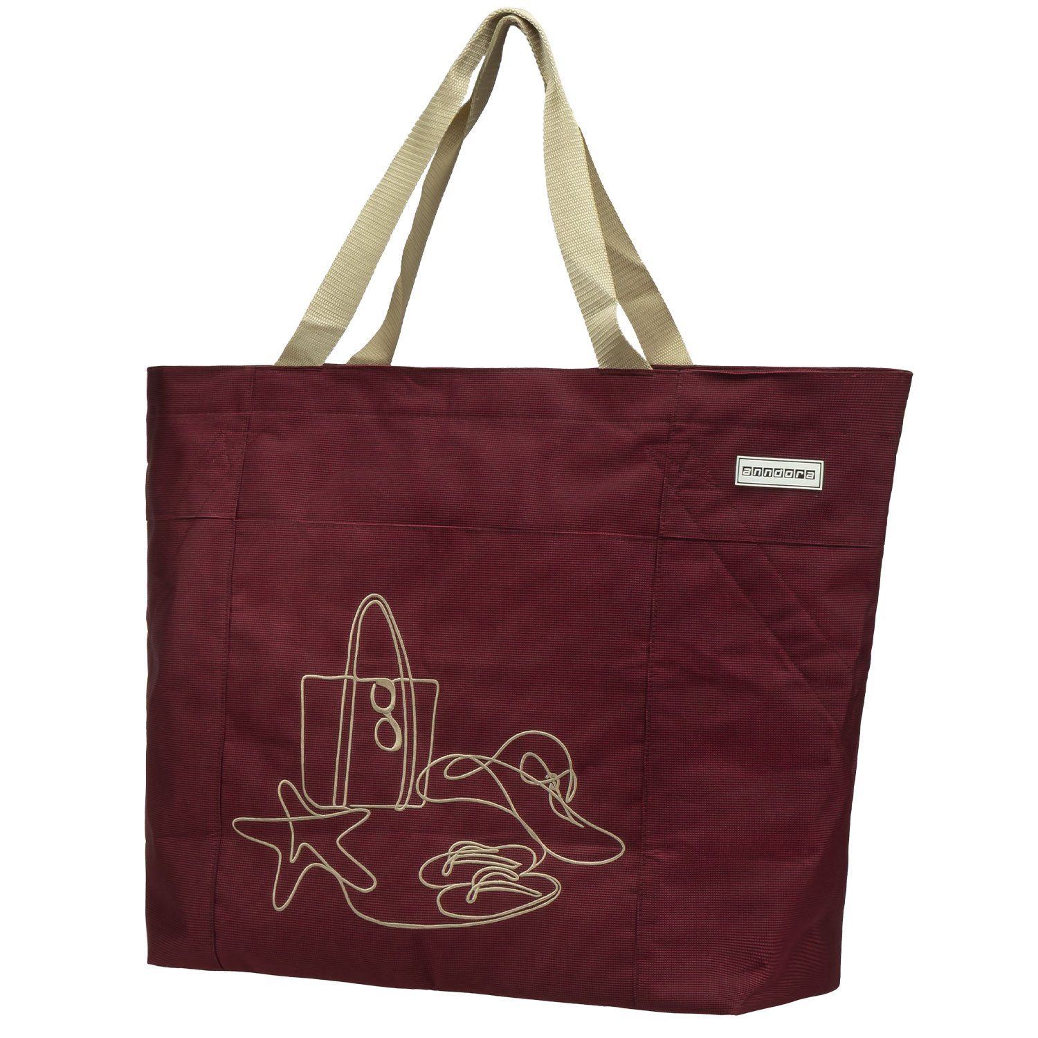 anndora XL-Strandtasche Schultertasche Freizeittasche 40 Liter, Geräumig – Stabil – Mit Reißverschluss – Innen- & Außenfach