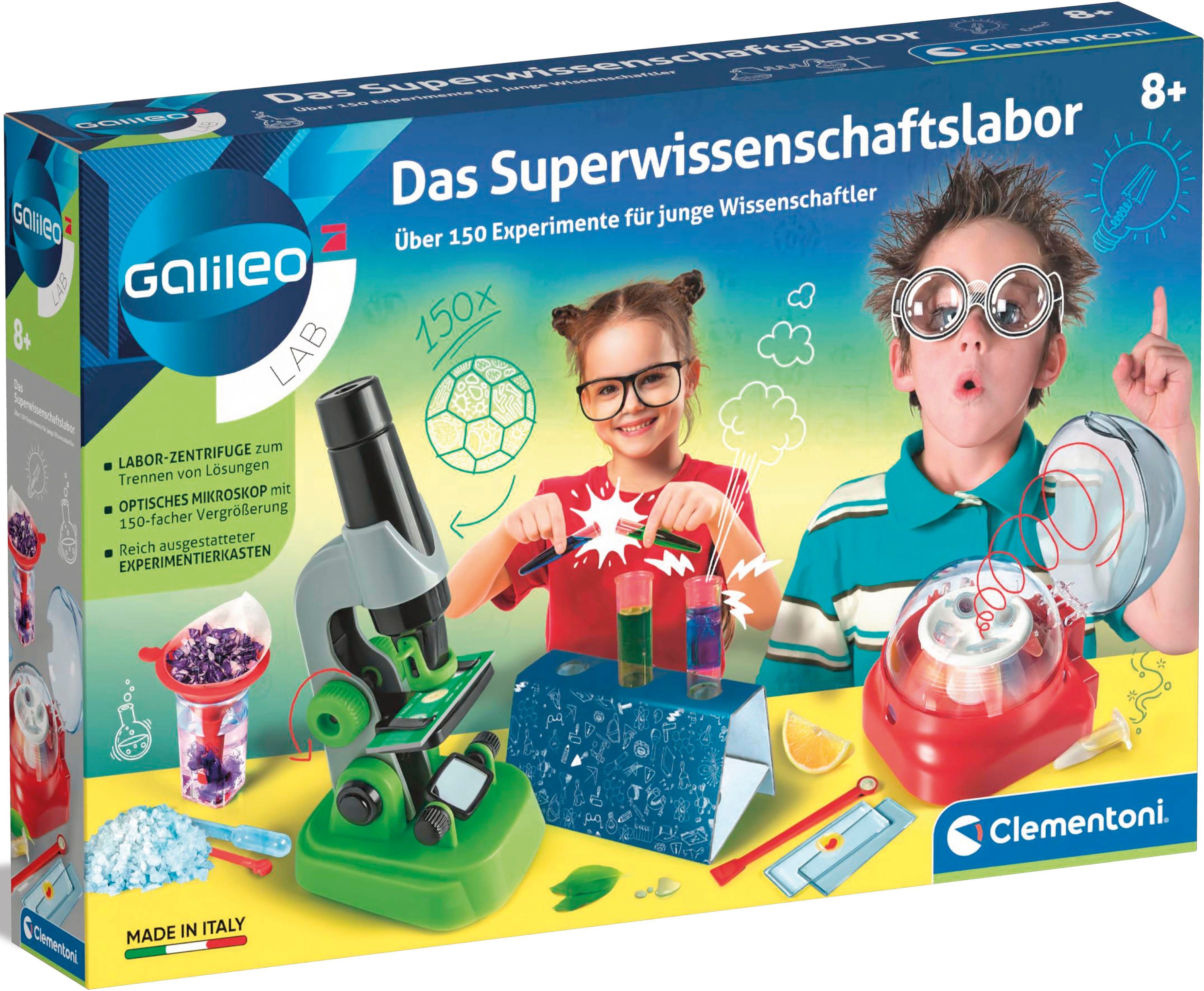 Clementoni® Experimentierkasten Galileo, Das Superwissenschaftslabor, Made in Europe