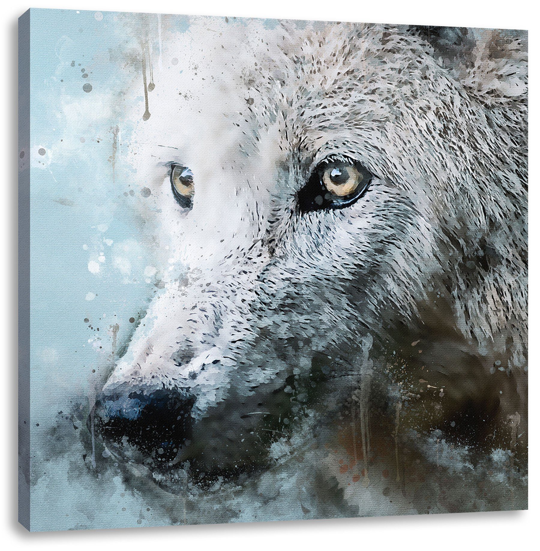 Pixxprint Leinwandbild Dreckiger Wolf Nahaufnahme, Dreckiger Wolf Nahaufnahme (1 St), Leinwandbild fertig bespannt, inkl. Zackenaufhänger | Leinwandbilder