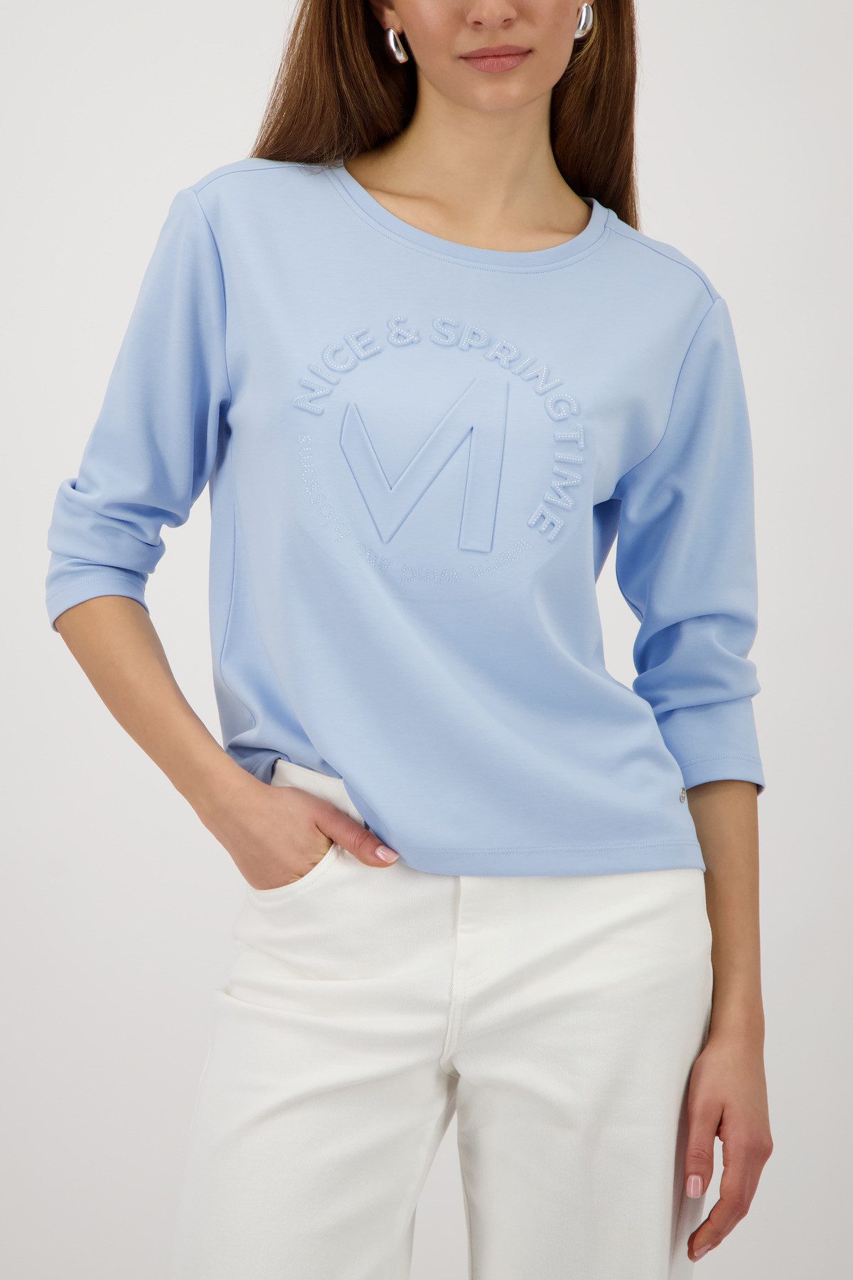 Monari Sweatshirt Rundhalsausschnitt, Prägedruck mit Strasssteinen, Regular günstig online kaufen