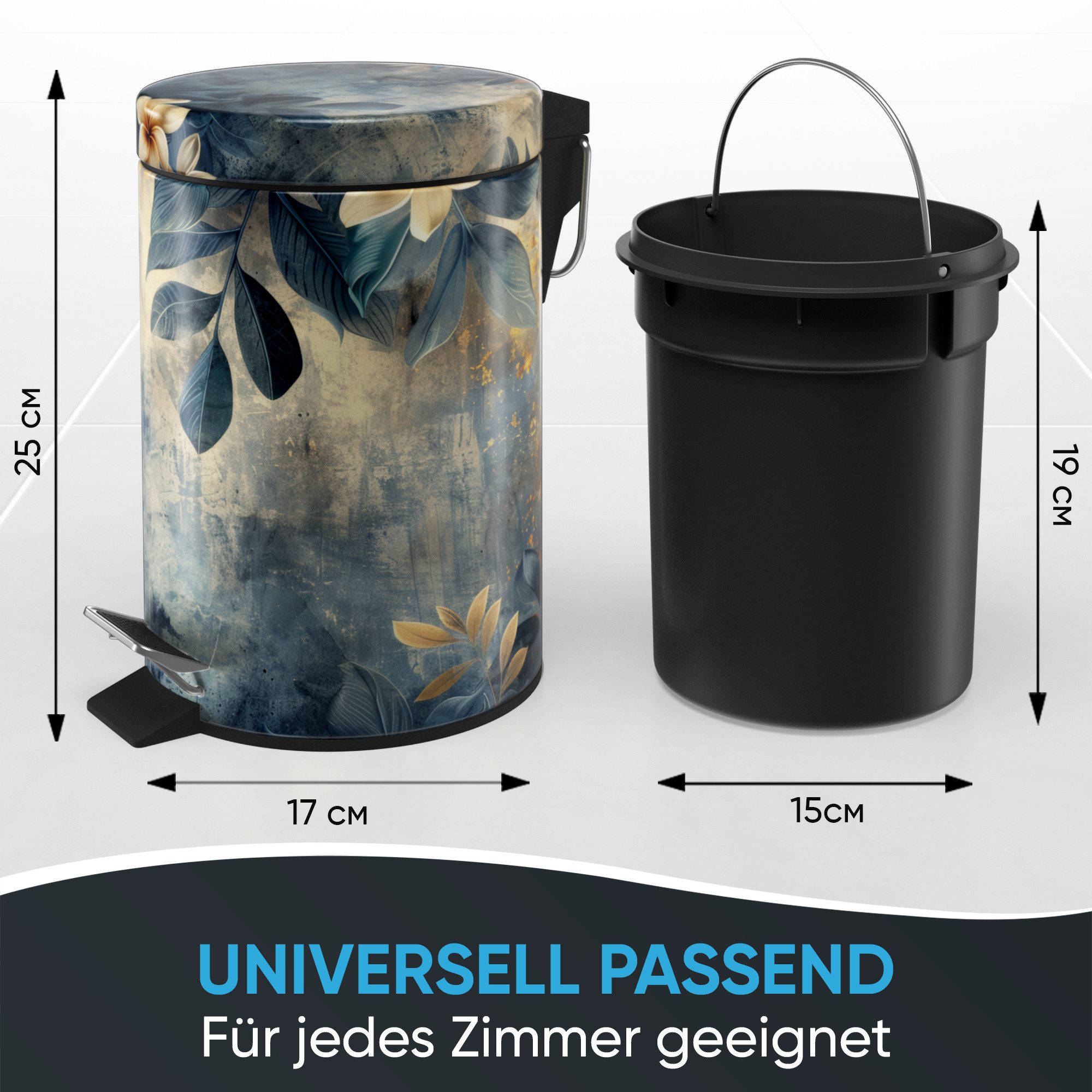 Sanilo Kosmetikeimer mit Motiv, viele schöne Bad Mülleimer zur Auswahl, 3 Liter, Abfalleimer mit Absenkautomatik & Innenbehälter