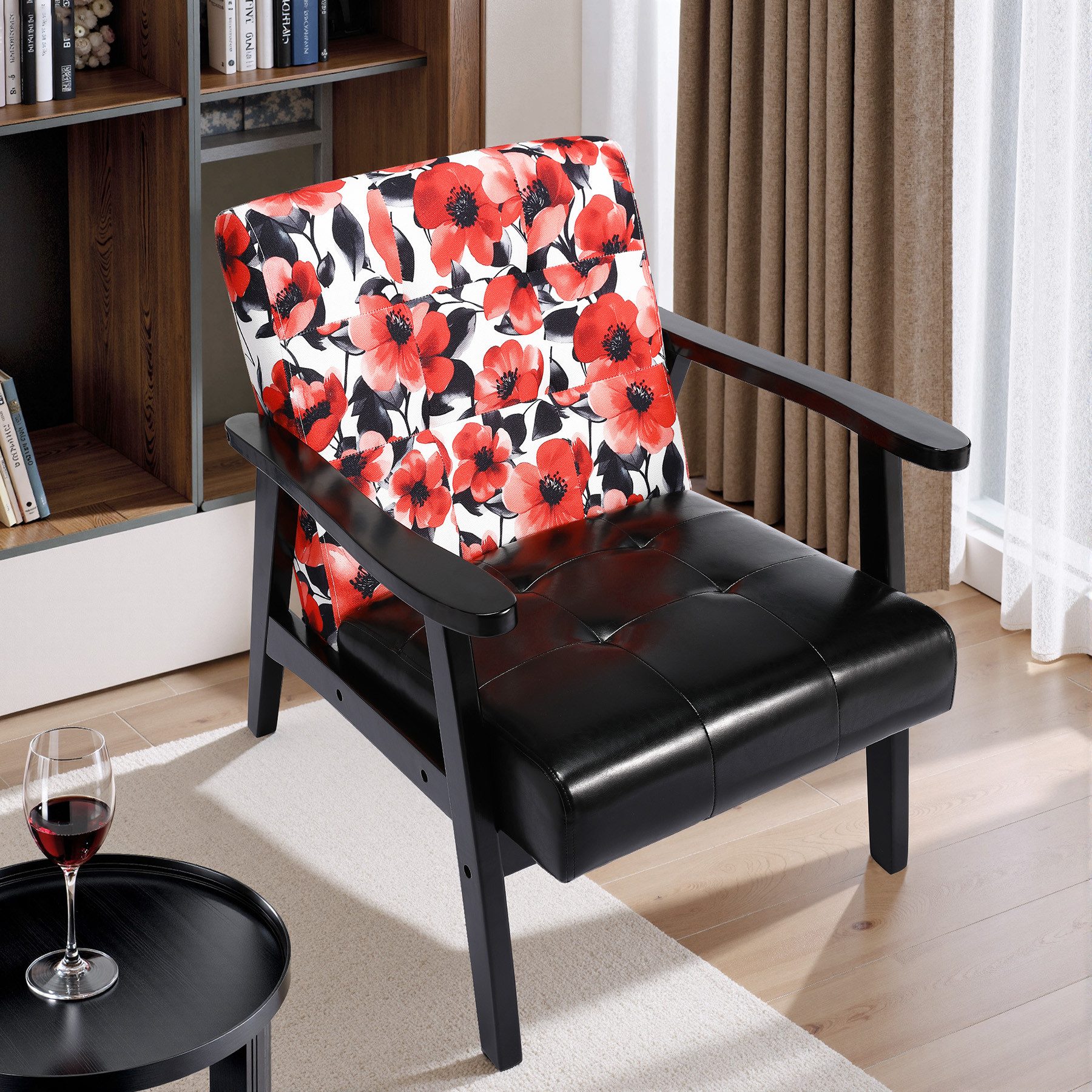 HomeMiYN Loungesessel Retro Holzsessel Loungesessel Polsterstuhl günstig online kaufen