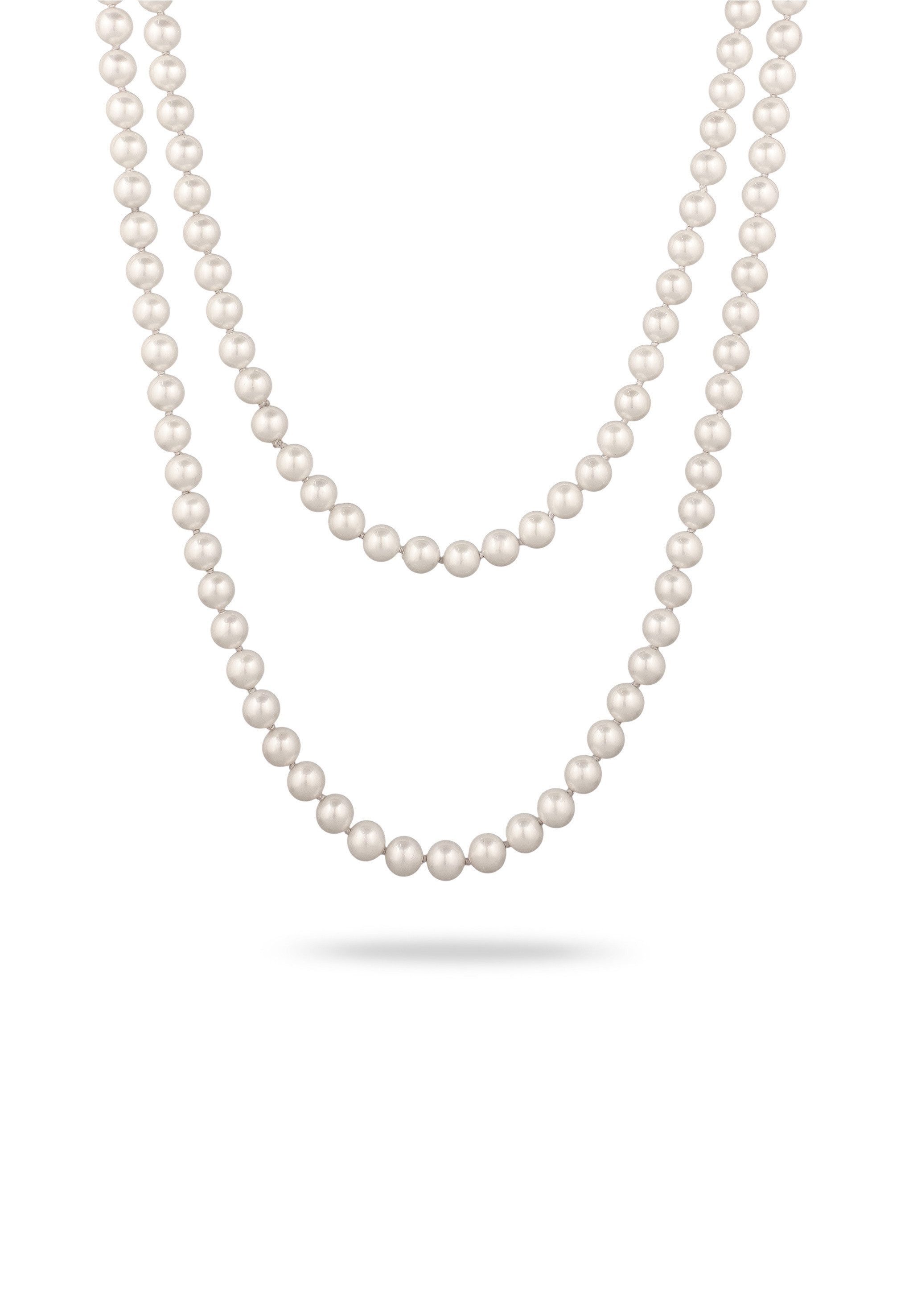Elli Premium Perlenkette Lang mit Muschelkernperlen Weiß Rayon