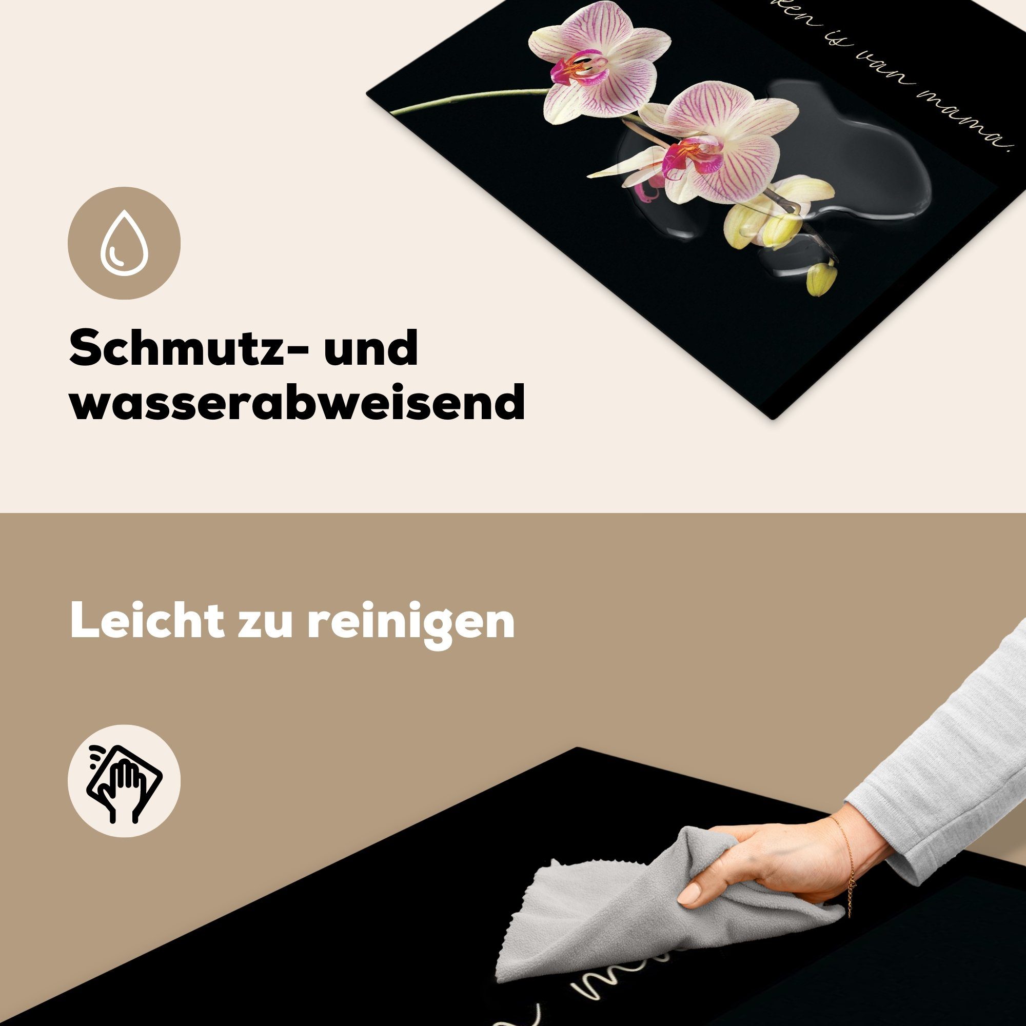 tlg), Vinyl, Herdblende-/Abdeckplatte 60x52 (1 - Arbeitsfläche Blumen Mutter, nutzbar, Küche Ceranfeldabdeckung - Rosa MuchoWow der cm, Zitate - Mutter - Mobile gehört Diese