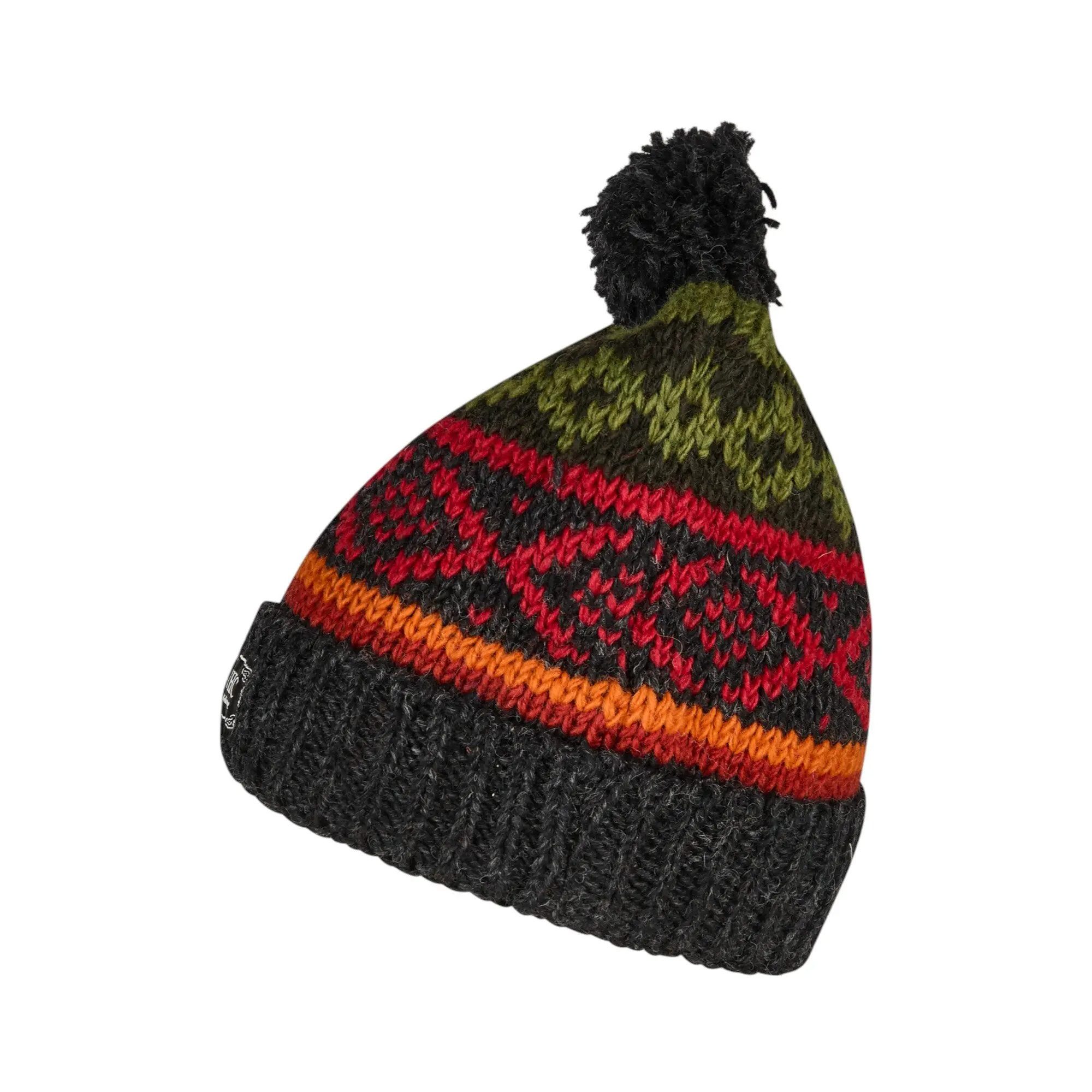 THC Natural Line Bommelmütze THC Schafwoll Pudelmütze 827 bunte Muster (1 Stück, 1-St., 1 Stück) Innenfutter: Fleece