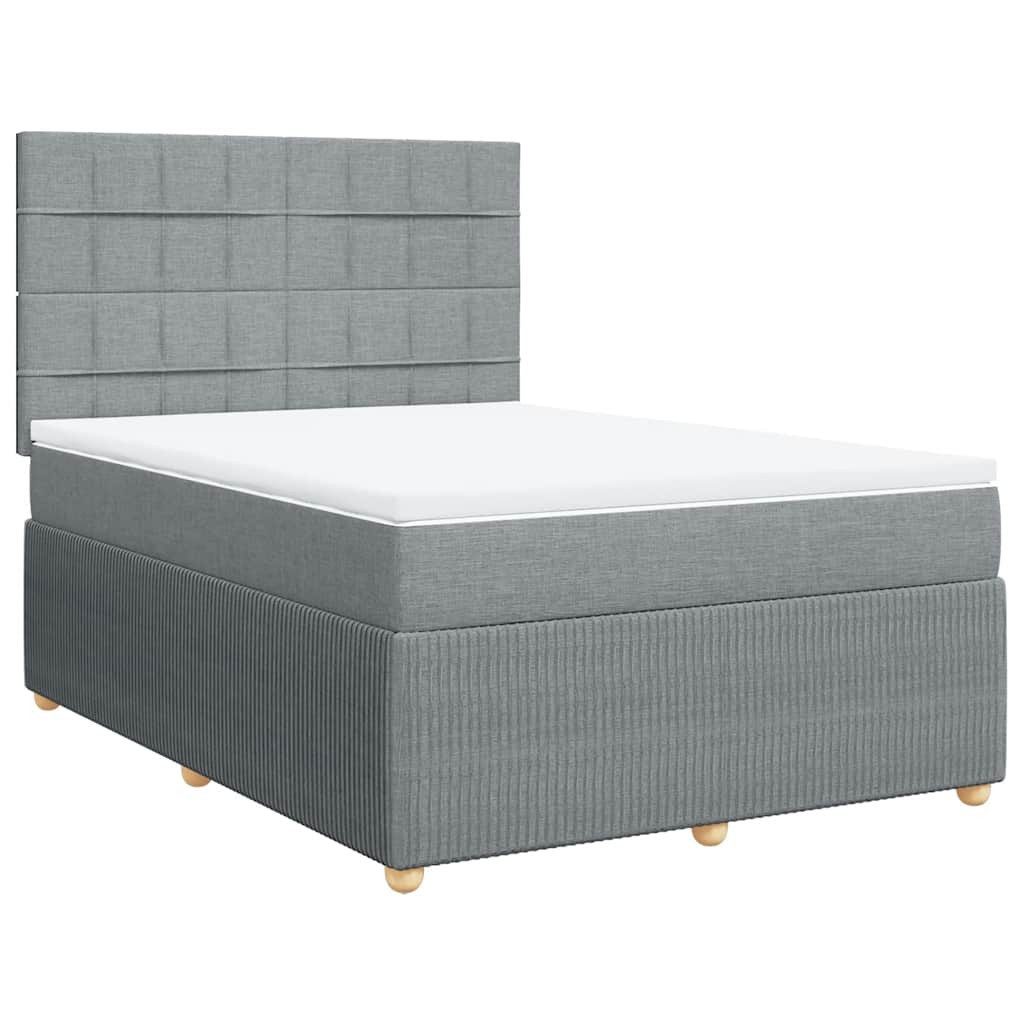 vidaXL Bett Boxspringbett mit Matratze Hellgrau günstig online kaufen
