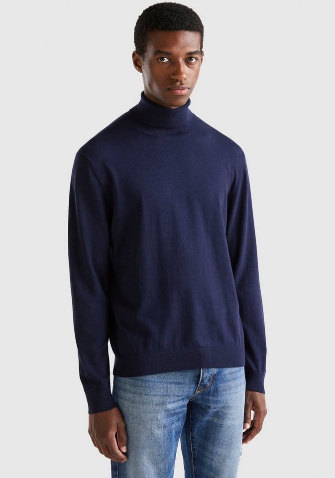 United Colors of Benetton Rollkragenpullover im cleanen Look, Strick aus  weicher Baumwollmischung