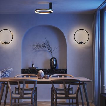s.luce Deckenleuchte LED Wand- & Deckenleuchte Ring Air rund indirekt Schwarz/Aluminium, Warmweiß