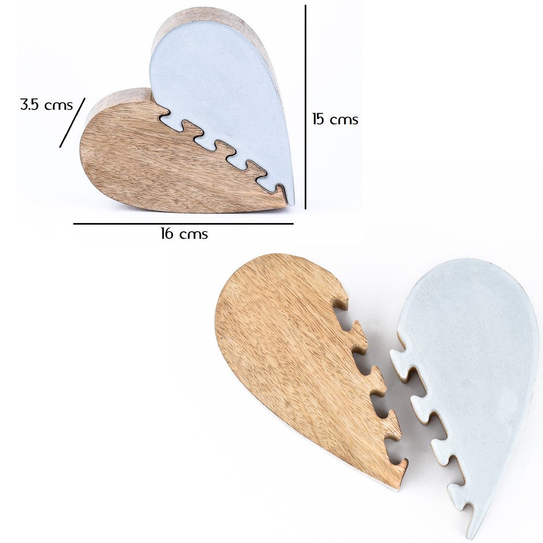 Marrakesch Orient & Mediterran Interior Dekoobjekt Dekoaufsteller Herz Amour Puzzle 1 handgefertigt aus Mangoholz 16 cm (1 St)