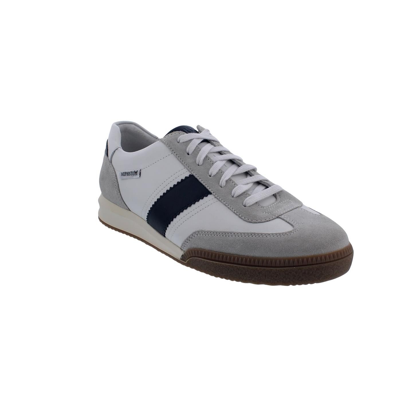 Mephisto Mephisto Elyo Sneaker, Velours- / Glattleder kombi., hellgrau weiß bla Schnürschuh