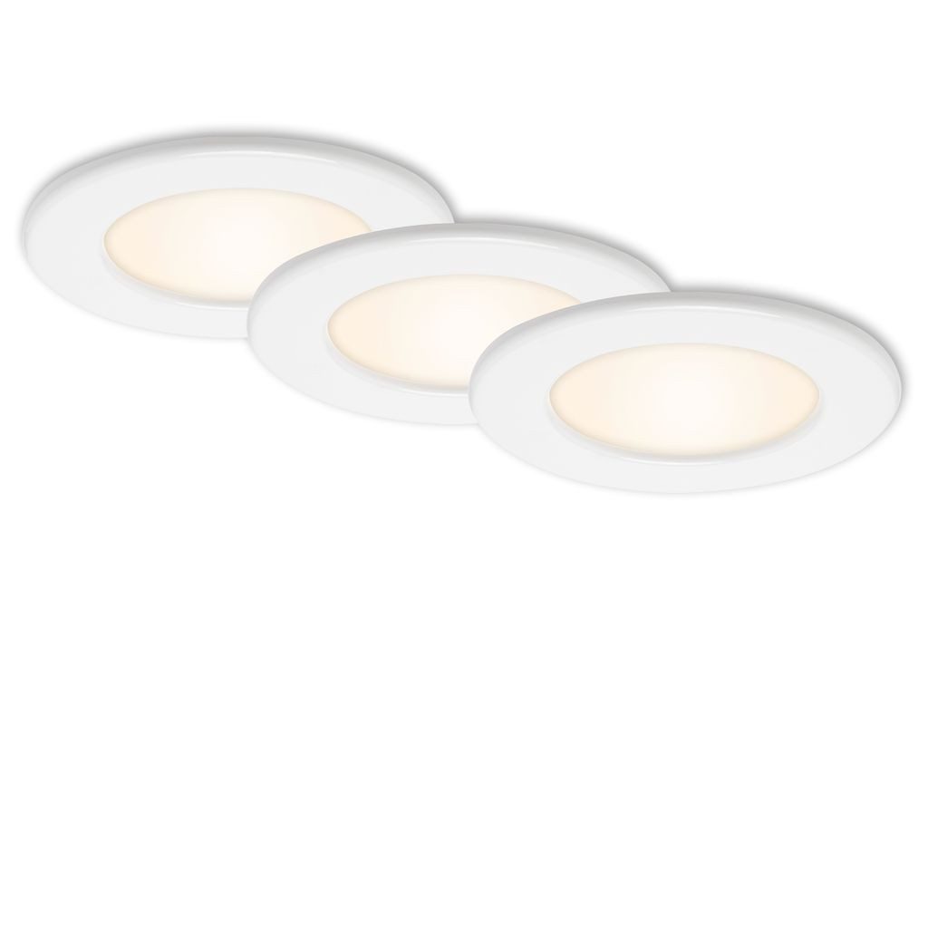 Briloner Leuchten LED Einbaustrahler 7053-036, LED fest integriert, 2700K - Extra-Warmweiß, Einbauleuchte 3er SET für Bad ultraflach IP44