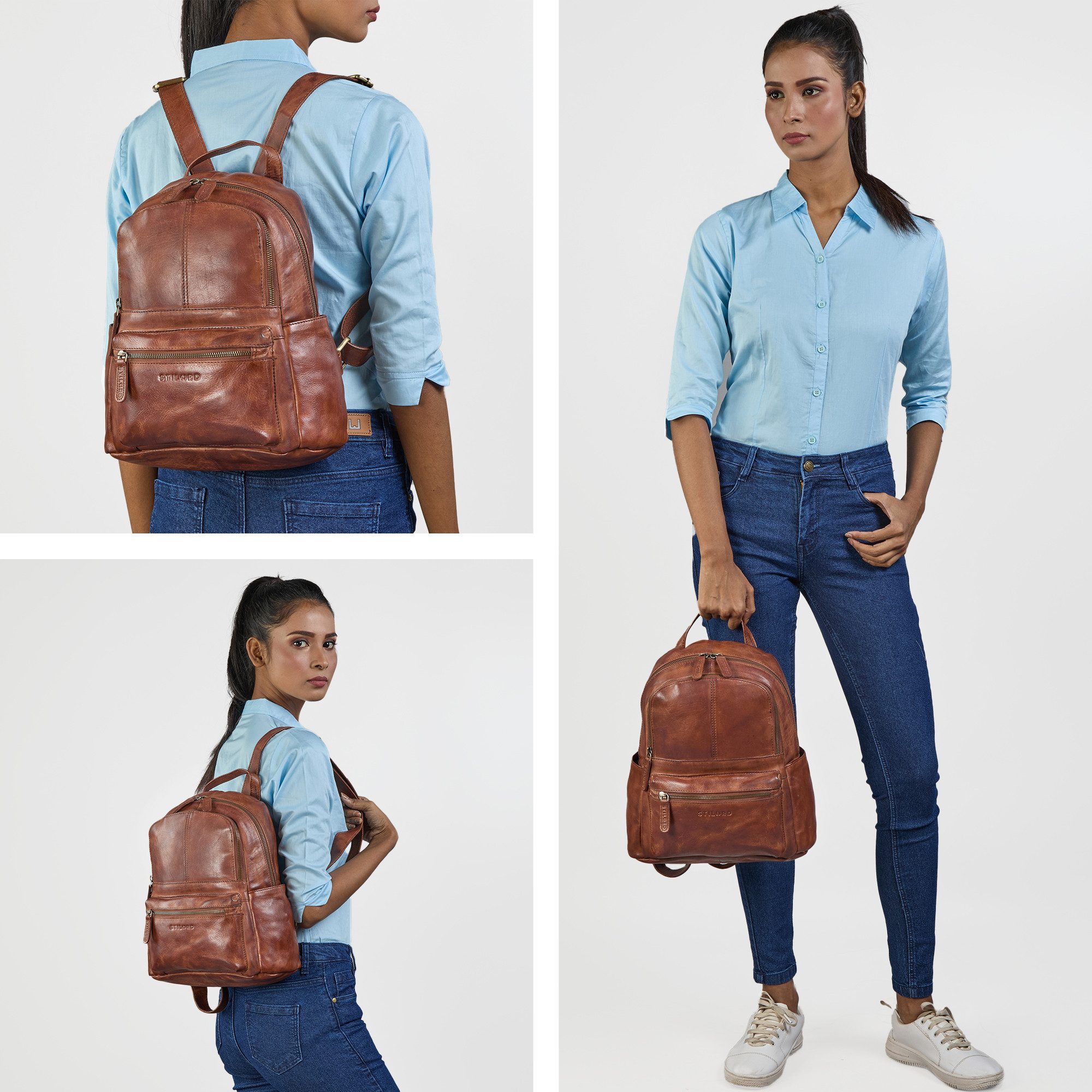 STILORD Cityrucksack "Berry" City Rucksack Damen Leder Klein 13 Zoll