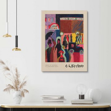 Posterlounge Holzbild Ernst Ludwig Kirchner, Einkaufen im Regen, Wohnzimmer Modern Malerei
