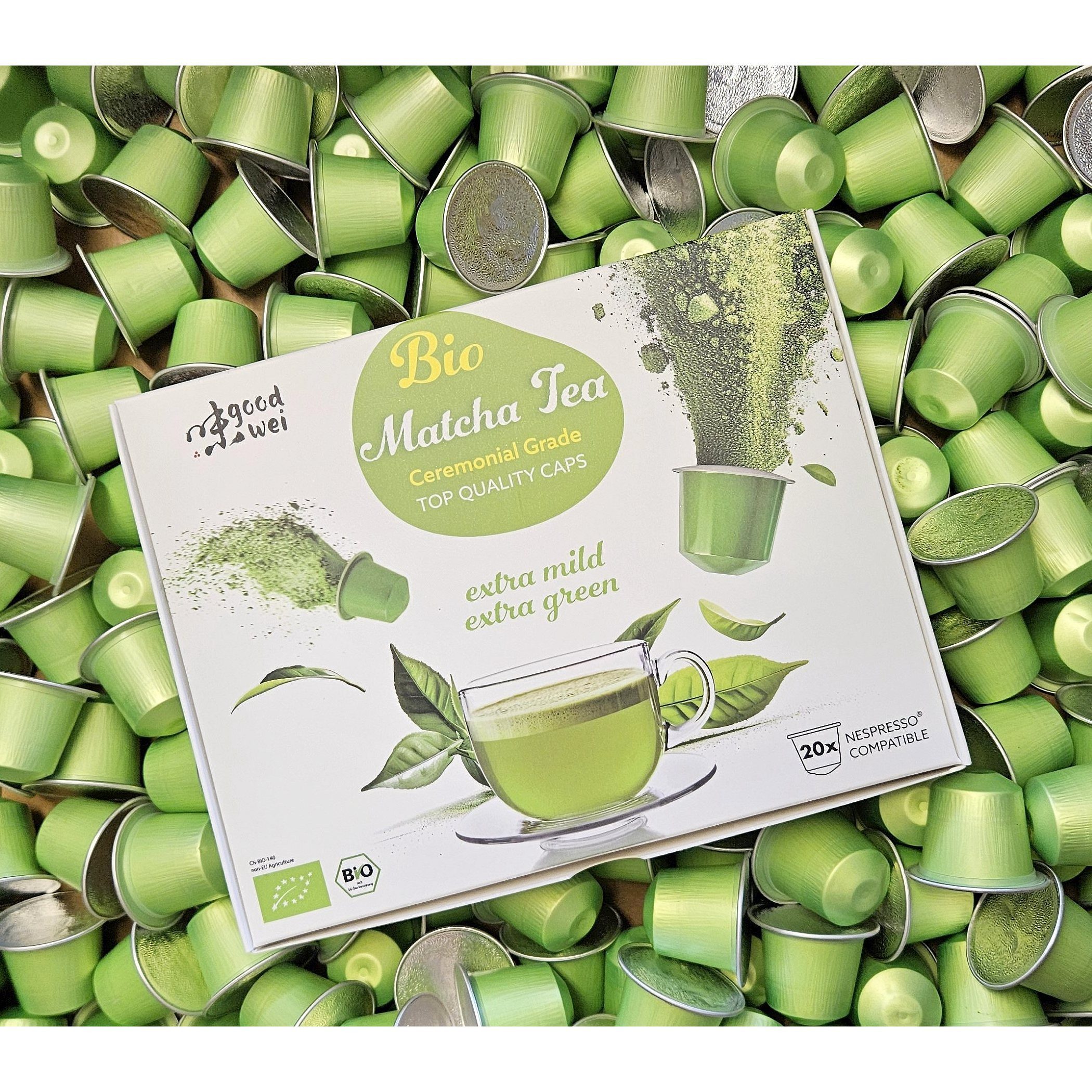 Goodwei Tee Bio Matcha Kapseln für Nespresso - Zeremoniequalität aus erster Ernte, 1 x 20 St.